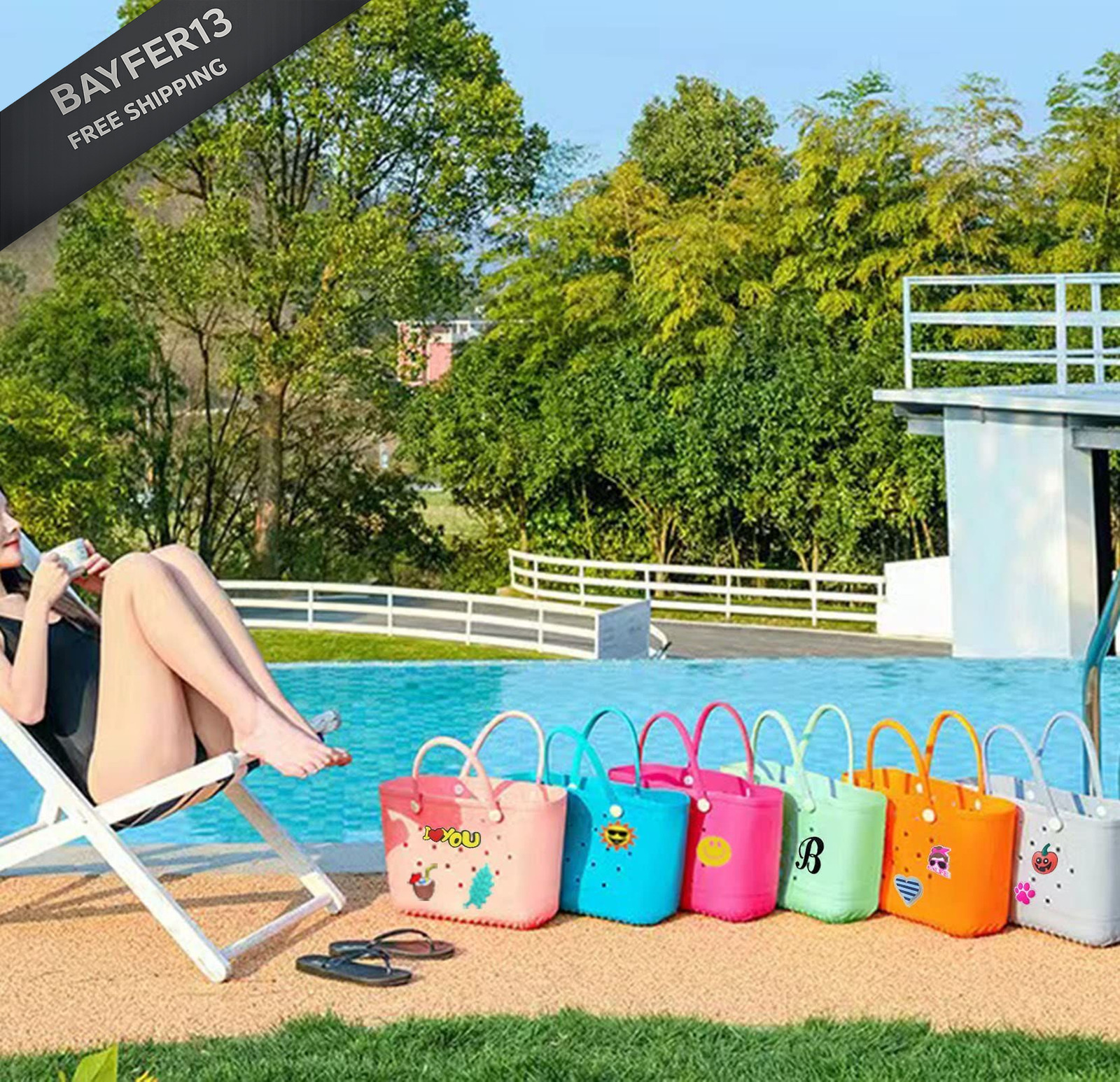 Lckaey Oversized rubber beach bag Accessories PVC Small decoration, Figure 18
