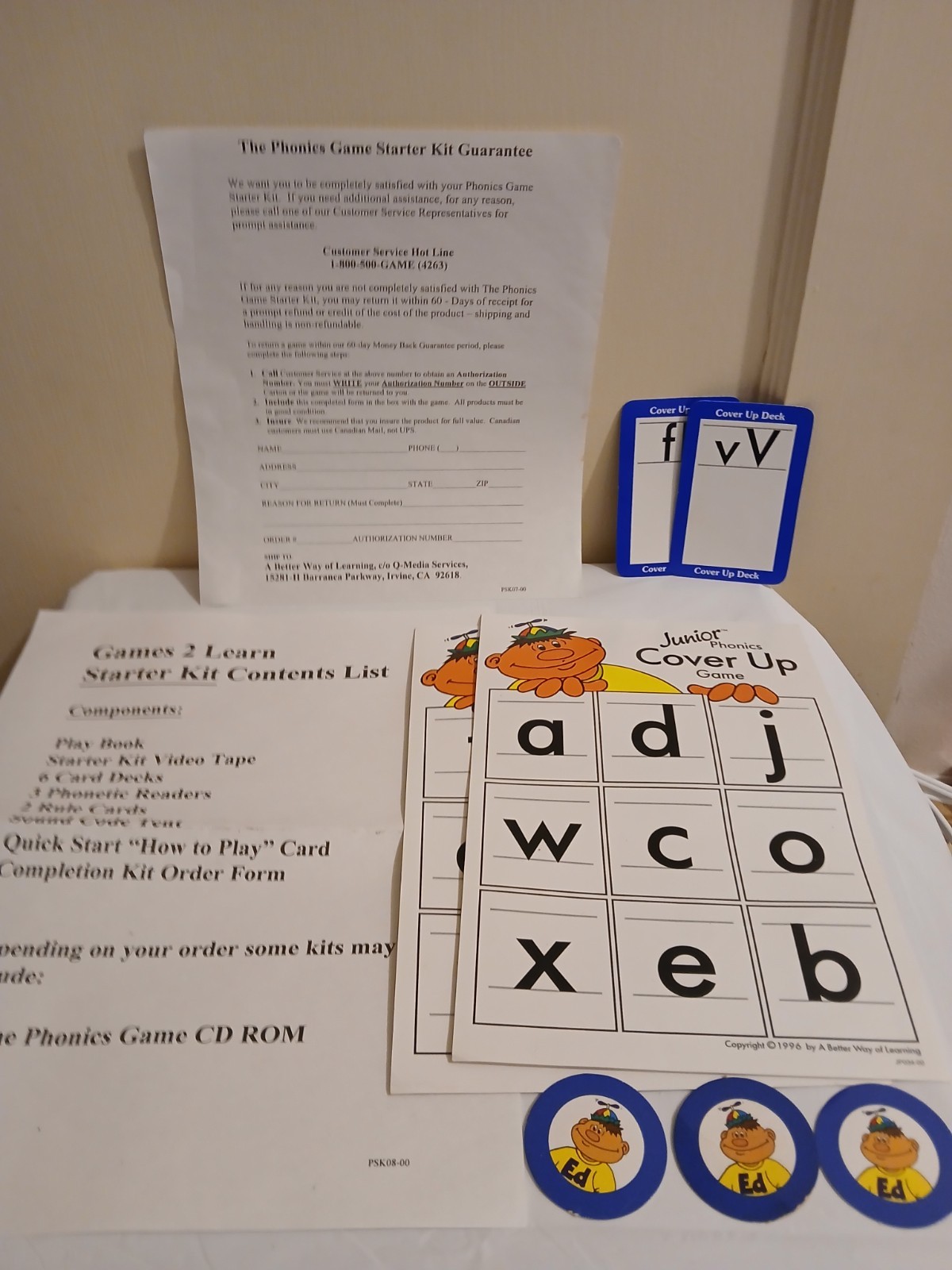 The Phonics Game Starter Kit CD-ROM Sealed Cards Incomplete Bingo PSK01-00 READ