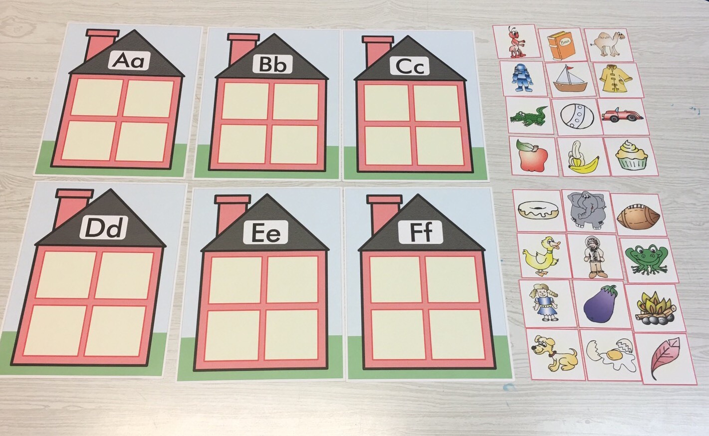 Alphabet House Game – Beginning Sounds – Learning Center A, B, C, D, E & F