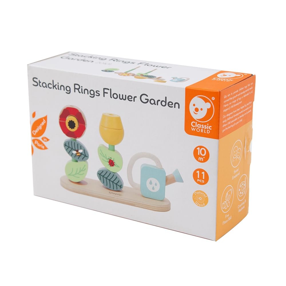 Classic World – Stacking Rings Flower Garden – Montessori Toy – Developmental, C
