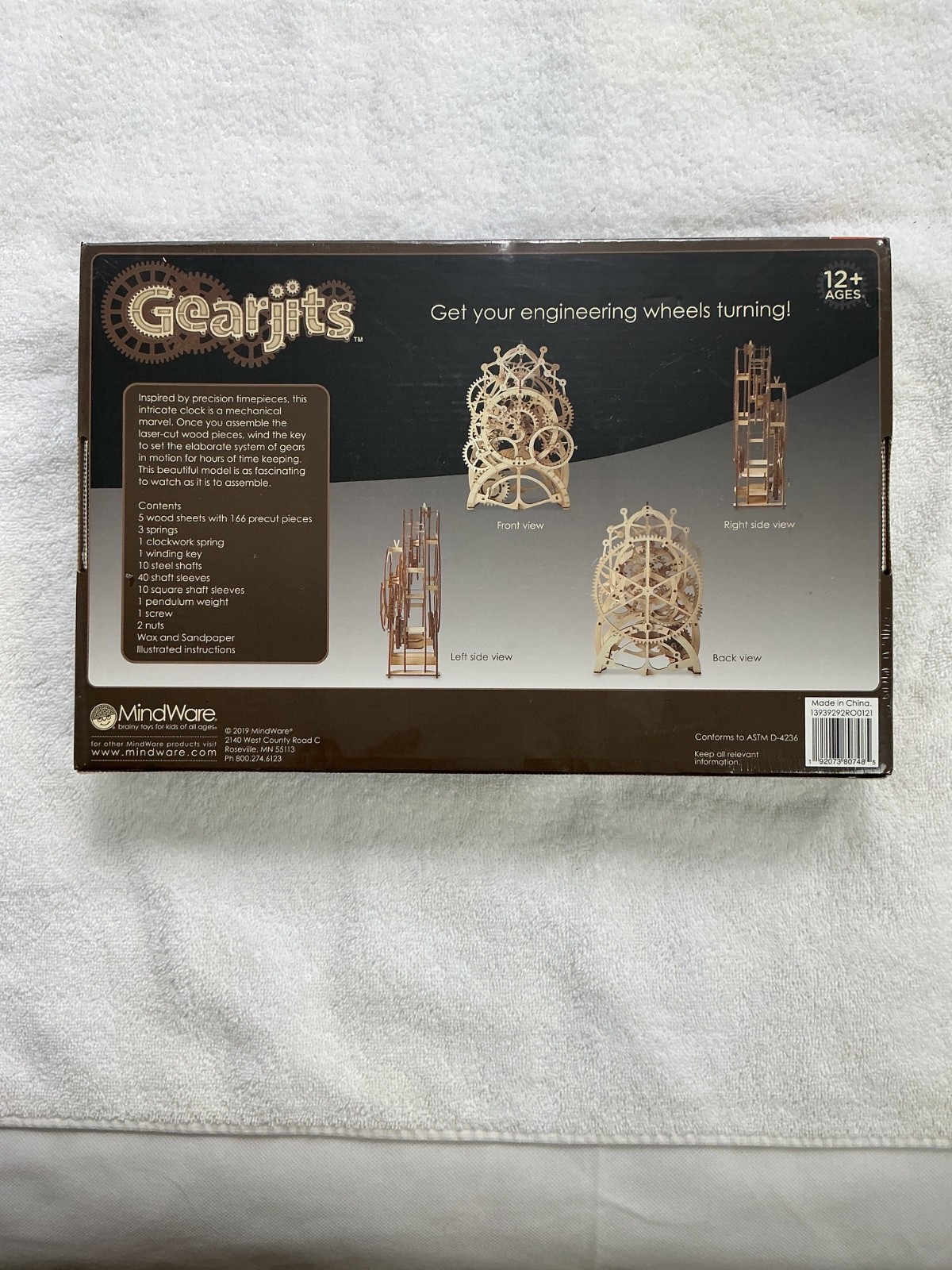 MindWare Gearjits Pendulum Clock 3D Wooden Puzzle Model Kit NEW Sealed