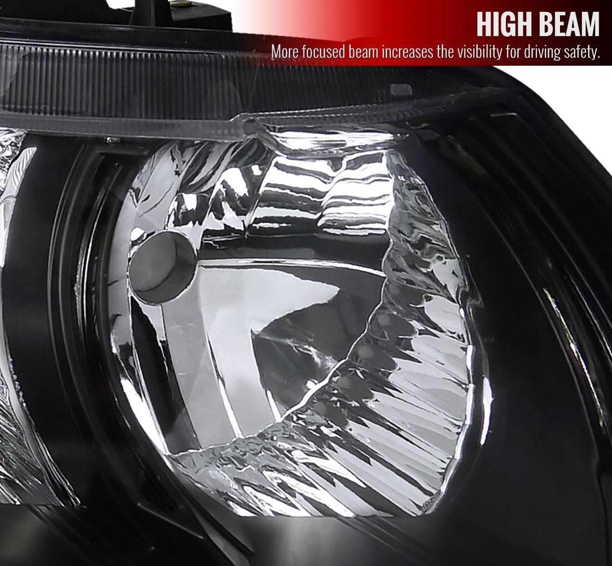 06-11 Honda Civic Coupe 2-Door Headlights Black Housing Clear Reflector Pair L&R