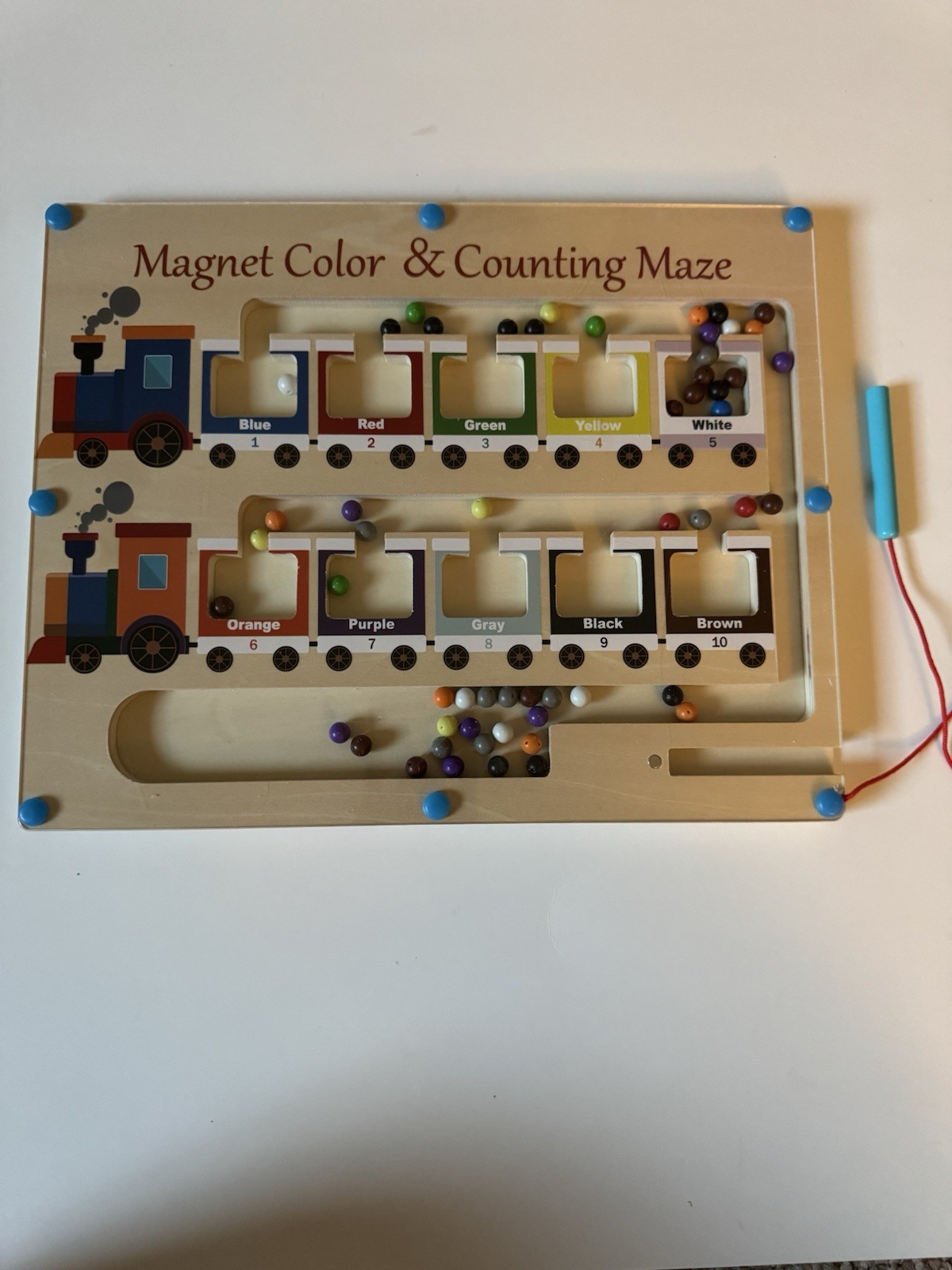 Multicolor Train-Themed Counting Magnetic Maze Activity Board