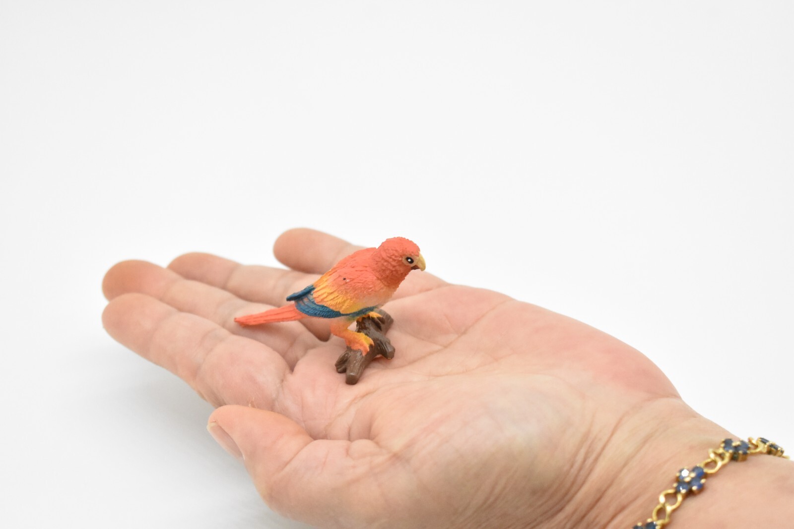 Parrot, Very Nice Rubber Reproduction, Hand Painted Toy 2 1/2″ F617 B131