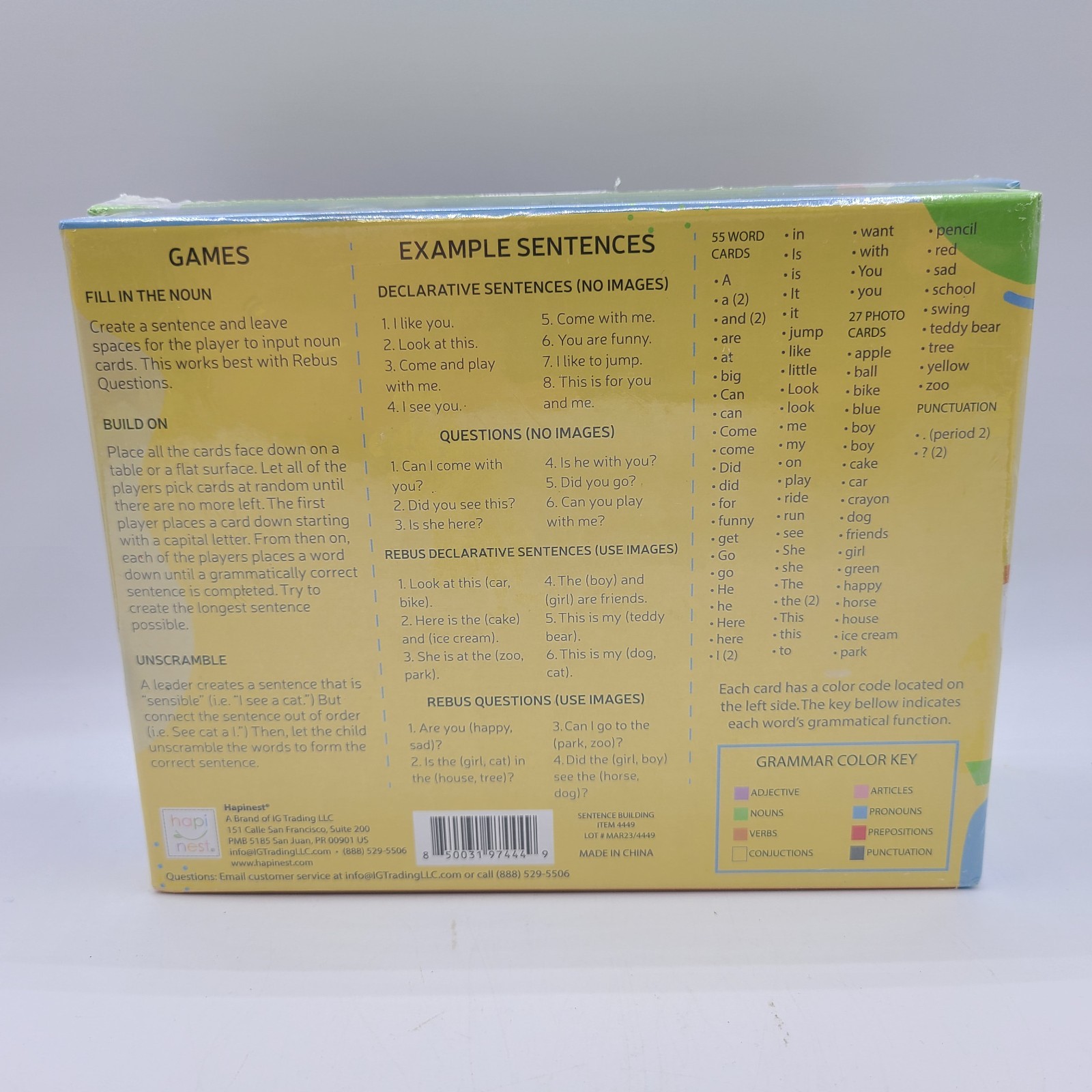 Hapi Nest Sentence Building Grade Level K-2 – 86 Cards