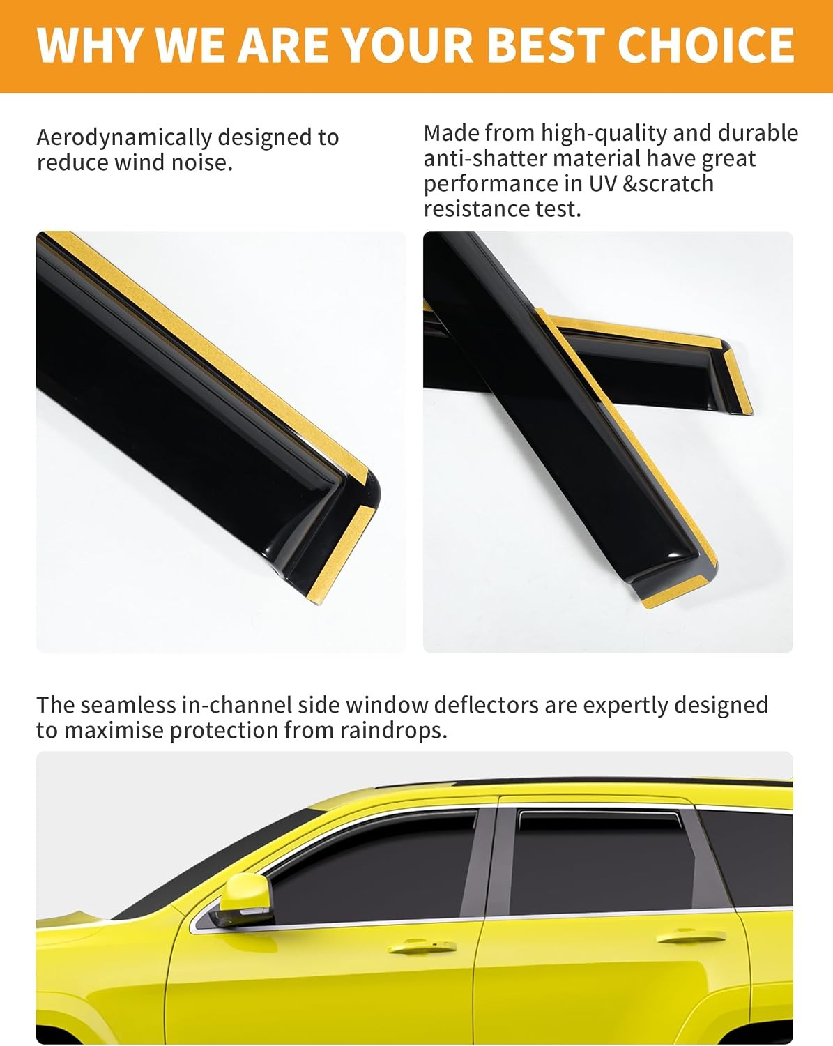 in-Channel Window Rain Guards Fit for Jeep Grand Cherokee 2011-2021 (NOT for L)