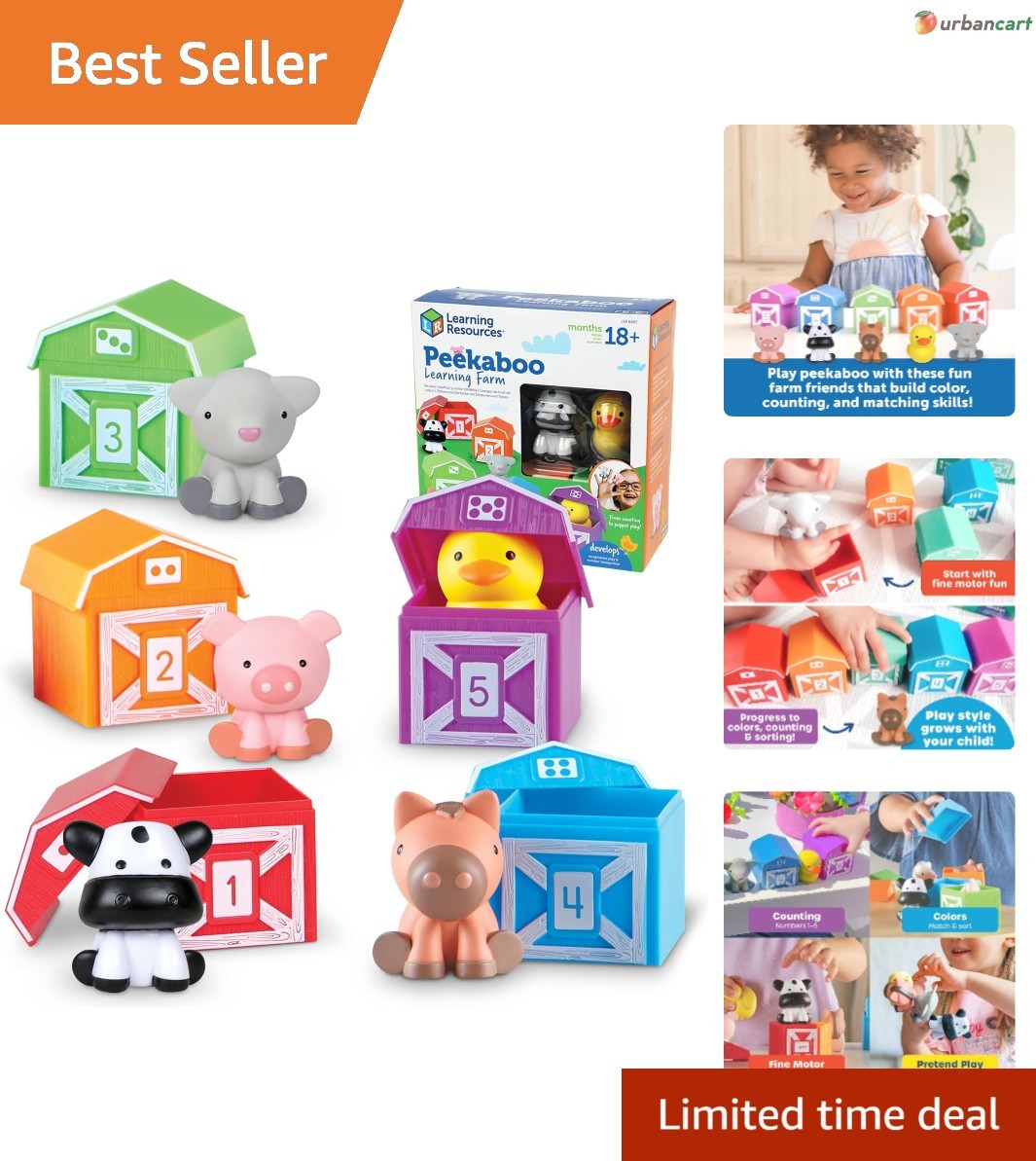 Peekaboo Learning Farm: Interactive Toddler Animal & Color Recognition Playset
