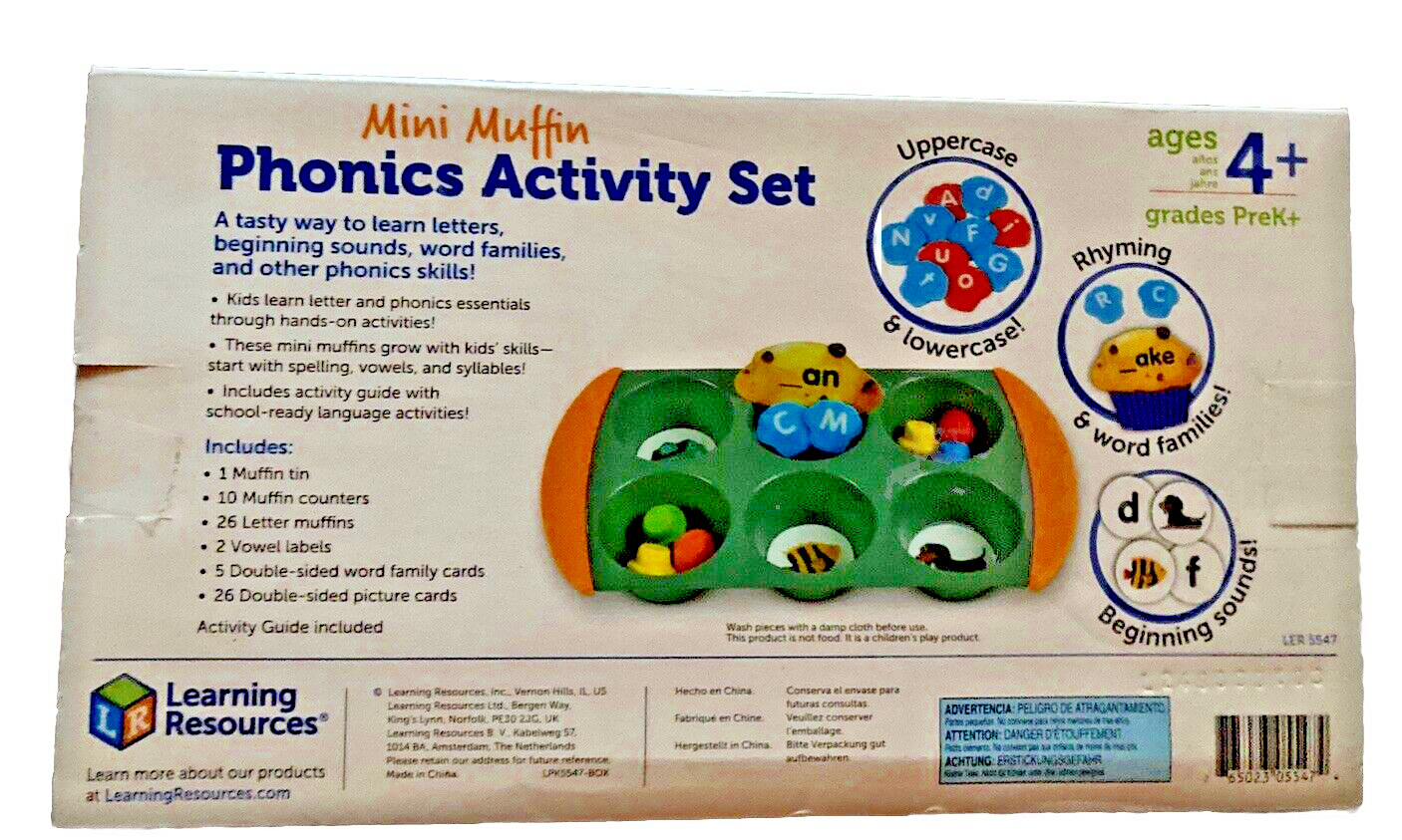 Learning Resources Mini Muffin Phonics Activity 70 PCs Learning Preschool Set 4+