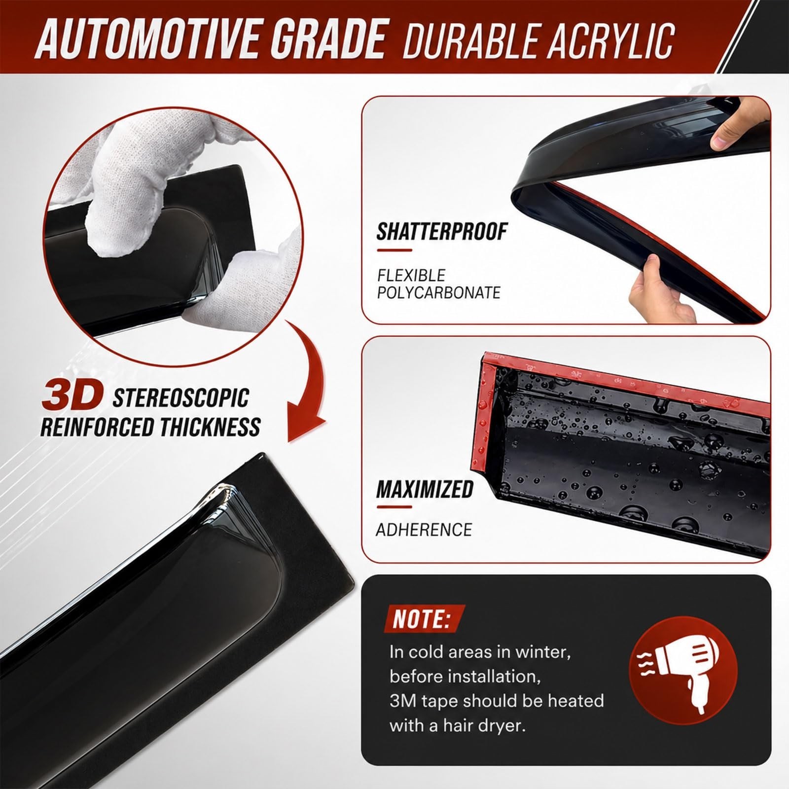 4PC Rain Guards for 2007-2013 Chevy Silverado GMC Sierra 1500 Window Visors f…