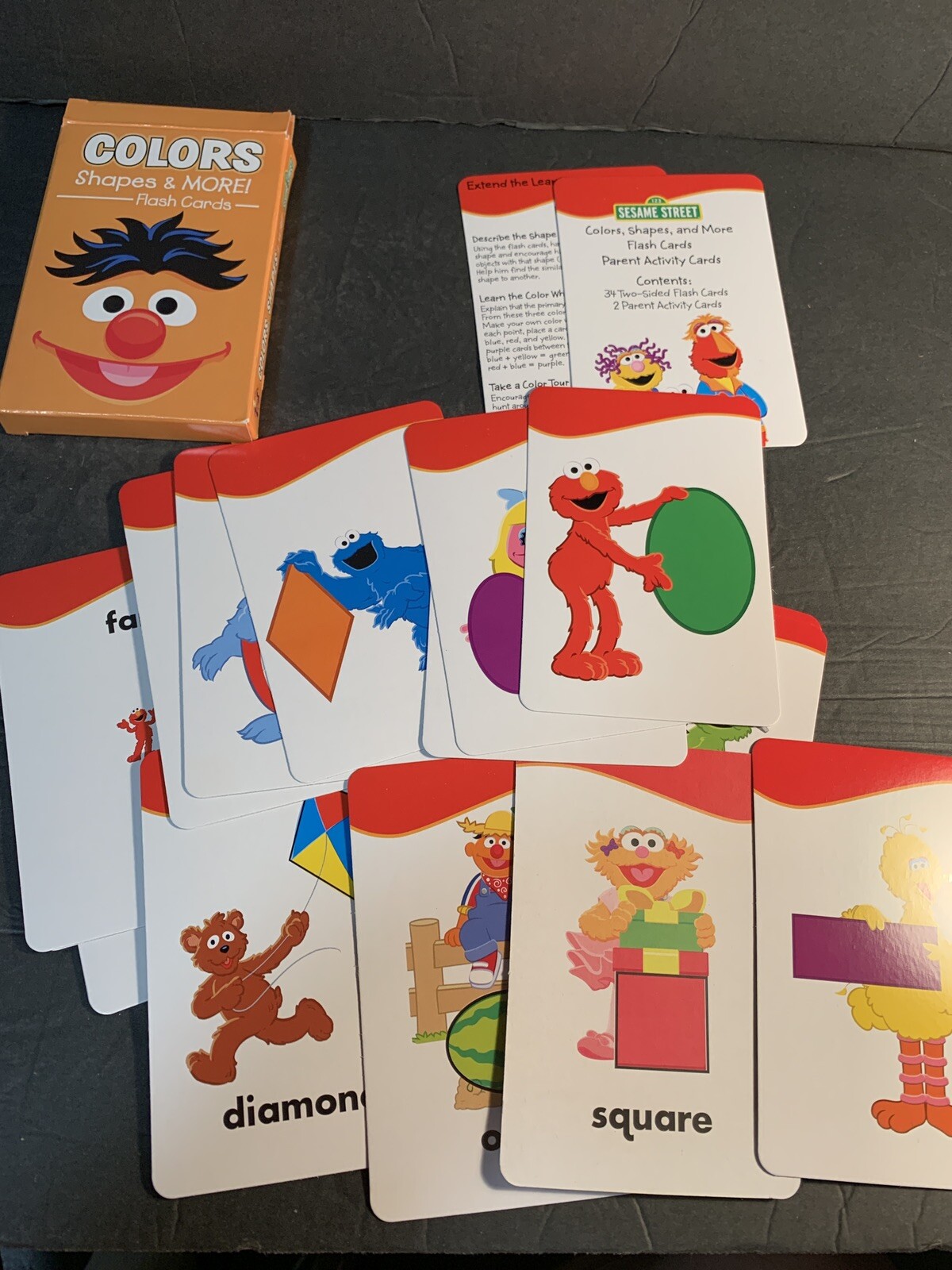 NEW 2 Packs Of Sesame Street Colorful Flash Cards 3″X4″ Colors & Beginning Words