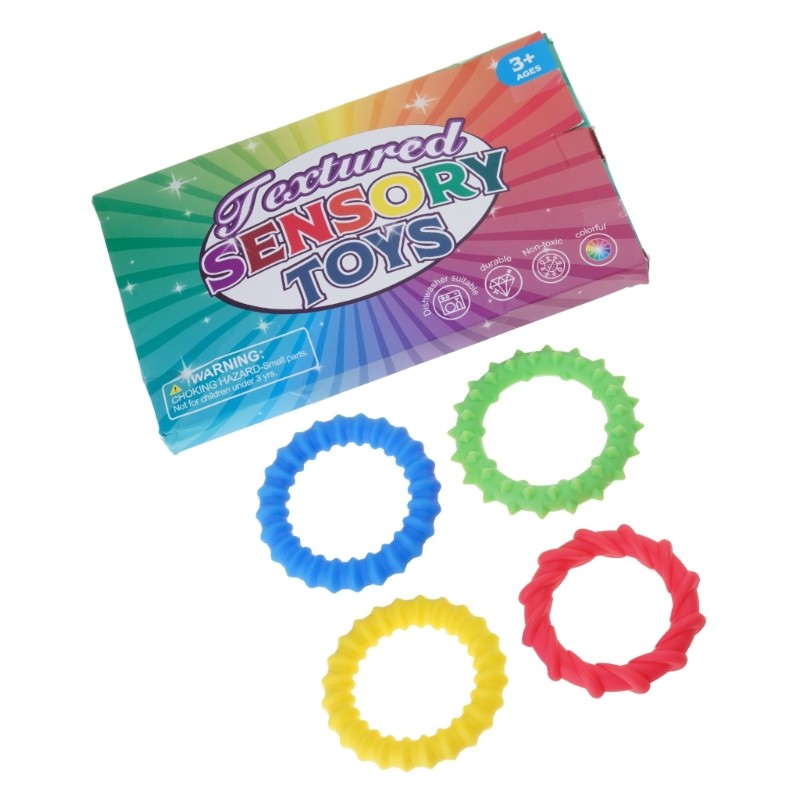 Textured Silicone Sensory Wrist Band for Concertrate and Stress Relief 4Pieces