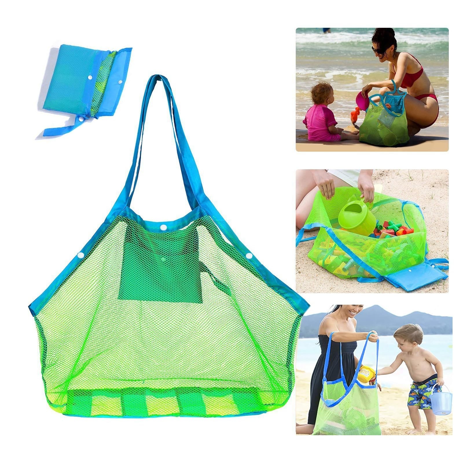 SupMLC Mesh Extra Large Beach Bags and Totes – Holds Toys, X-Large, Green