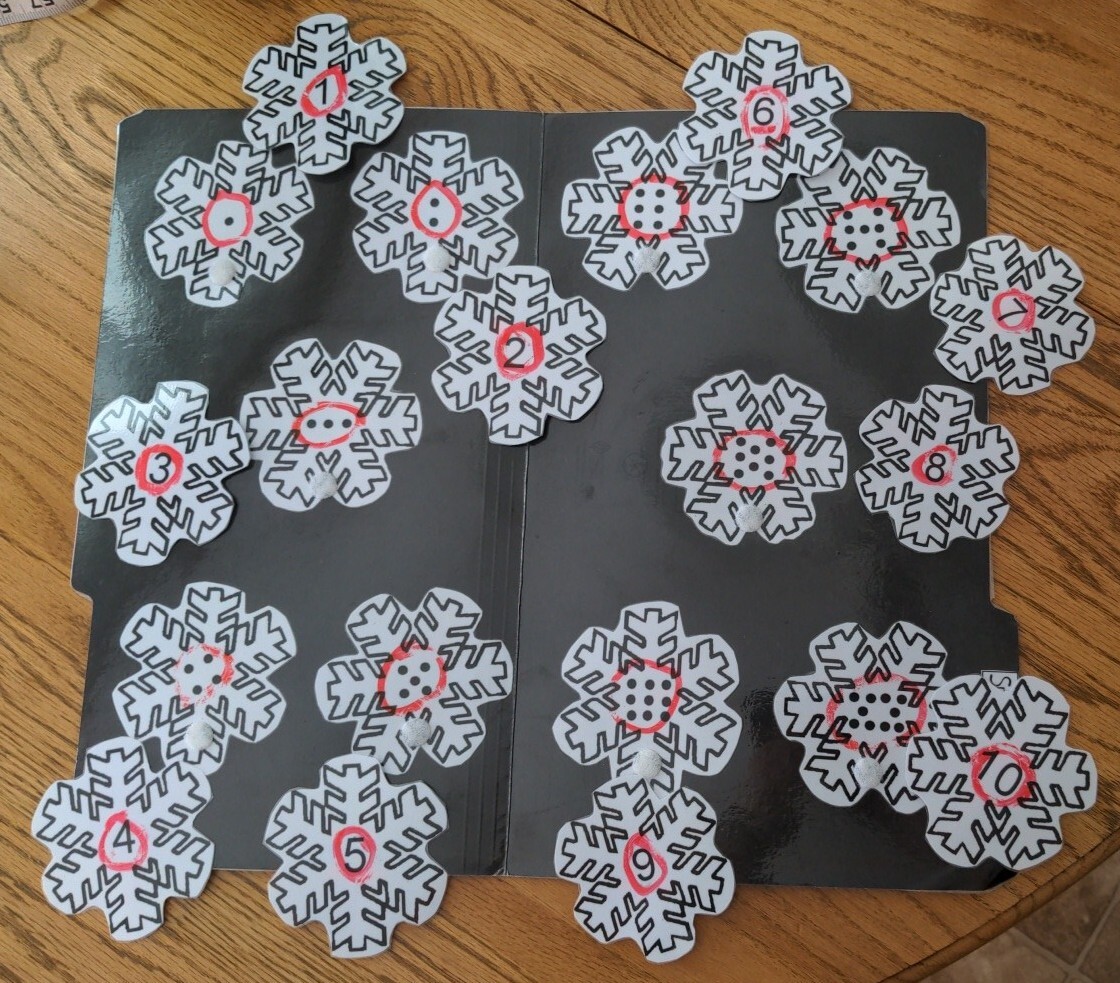 Snowflake Numbers Early Childhood Counting File folder game Math Readiness Mint