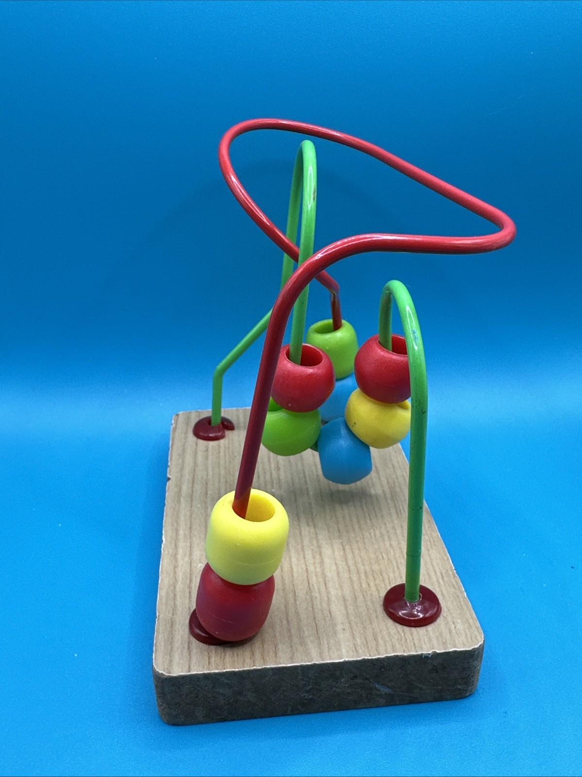 Wooden Bead Maze Small 4.5 x 2.5 x 4.5” Fine Motor Sensory Activity Toy Colorful
