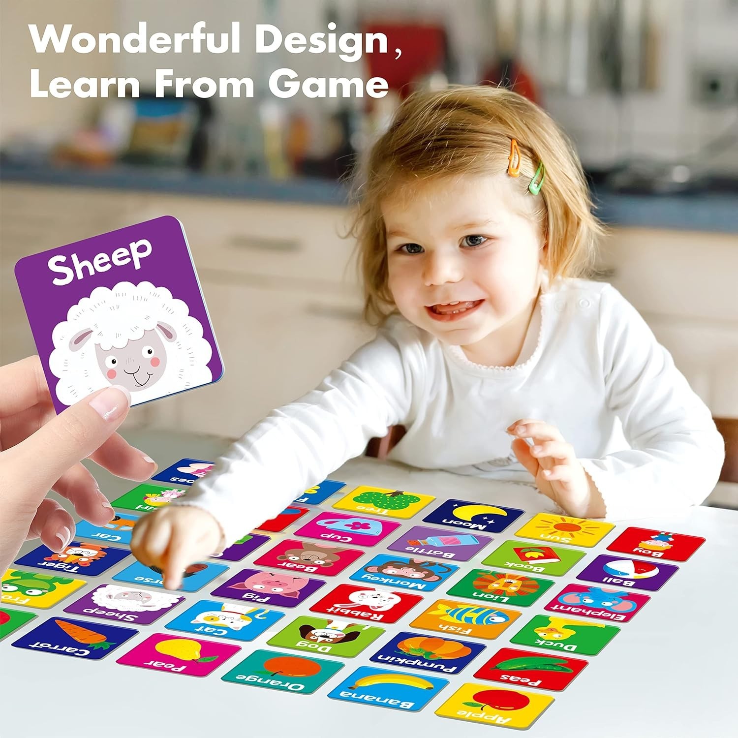 Memory Matching Game, 72 PCS First Words Matching Cards for Toddlers 36 Pairs…