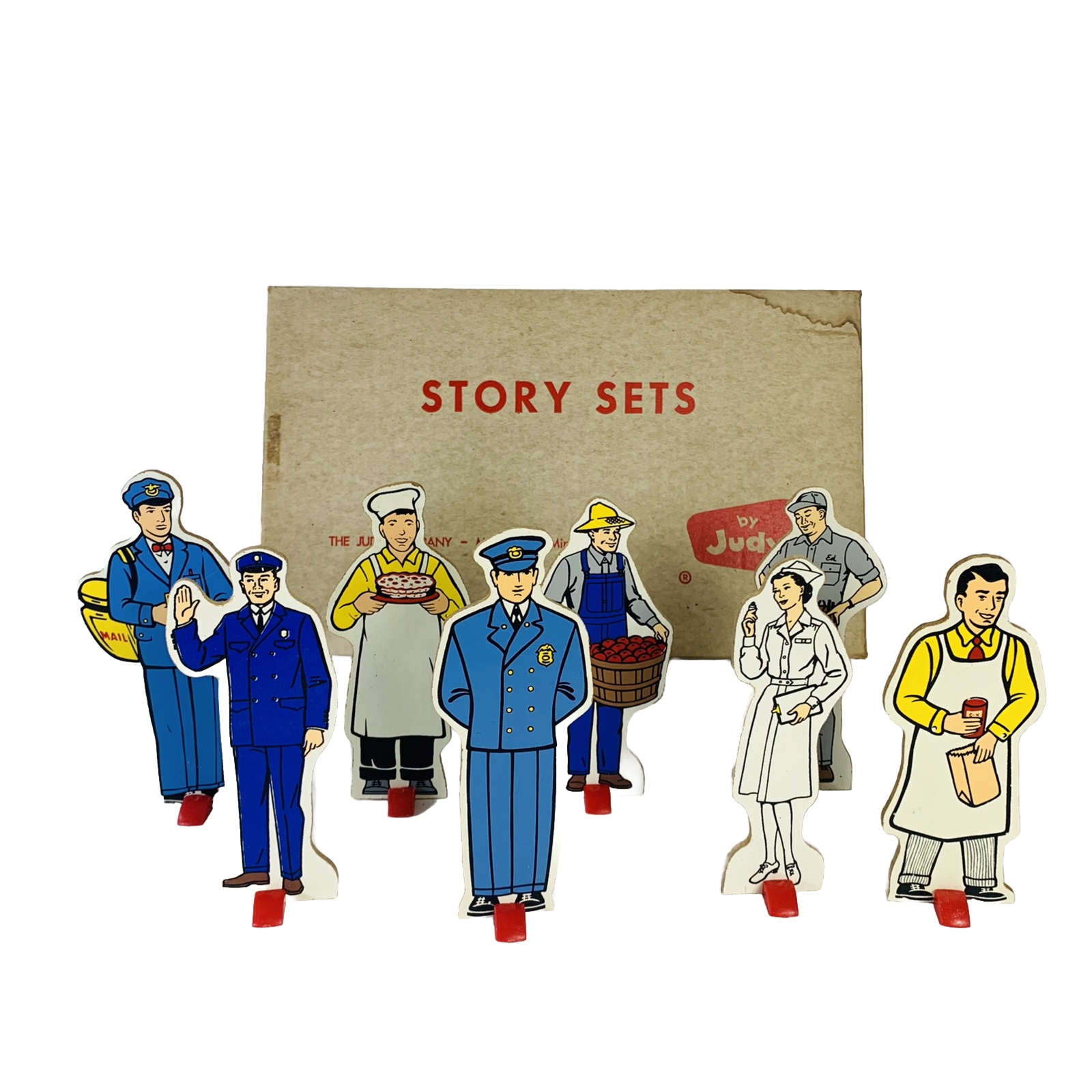 VTG Judy Story Set Of 8 Community Workers Stands Educational Collectibles 60s