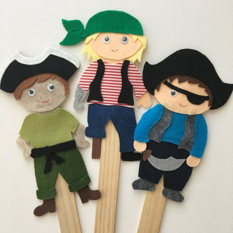 Pirates and Mermaids Felt Board Pieces or Paint Stick Puppets