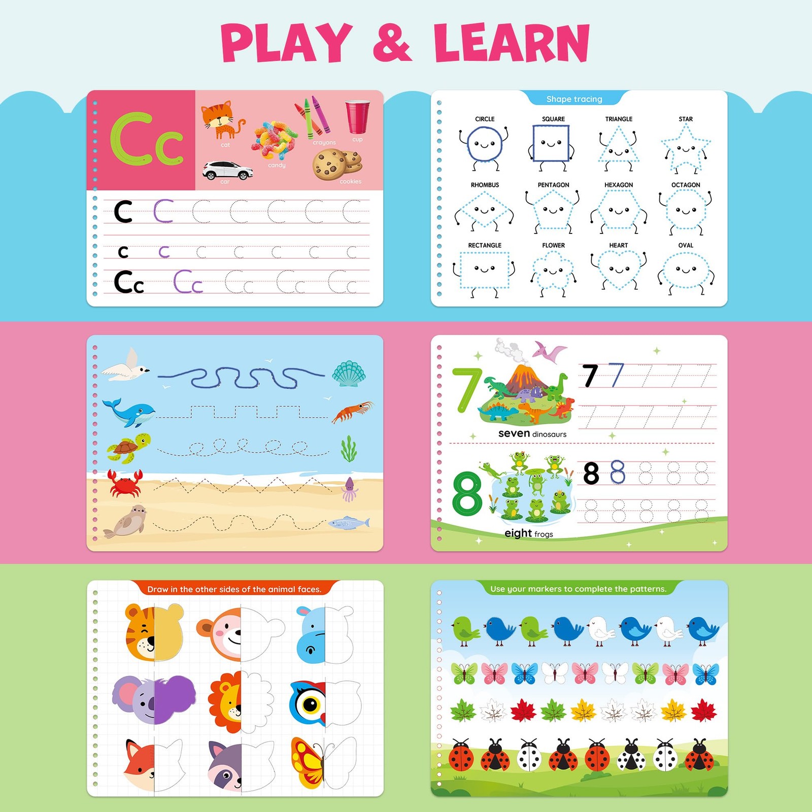 Preschool Learning Activities, 52 Pages, Tracing Books for Ages 3-5, Kinderga…