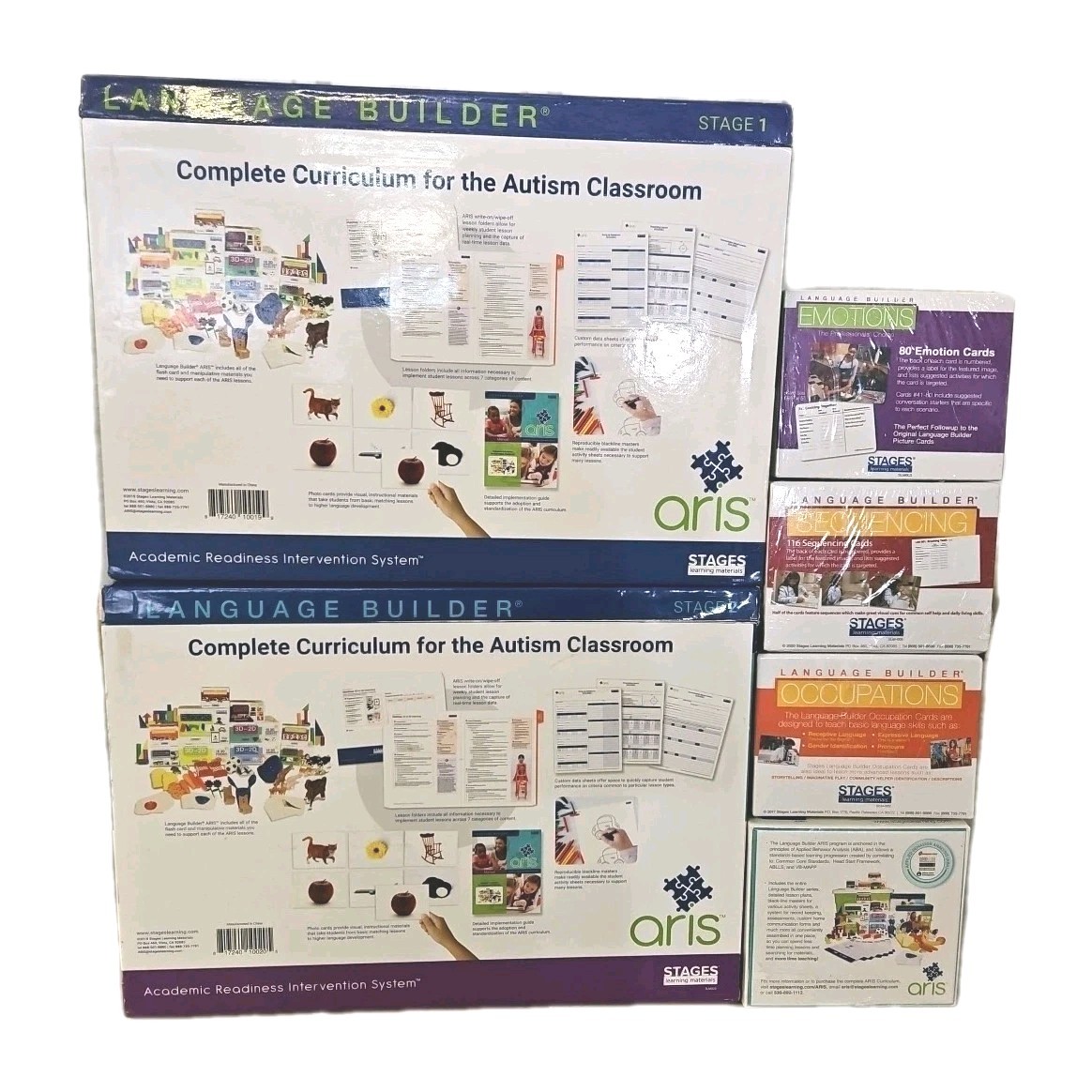 aris Language Builder Stage 1 & 2 box Sets Emotions Sequencing Occupations Verb