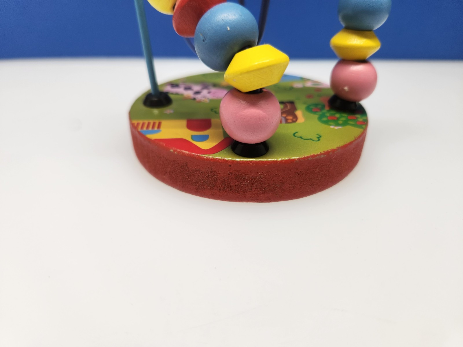 Vintage Mini Rollercoaster Bead Maze Wood Wire Toy Multicolor Small