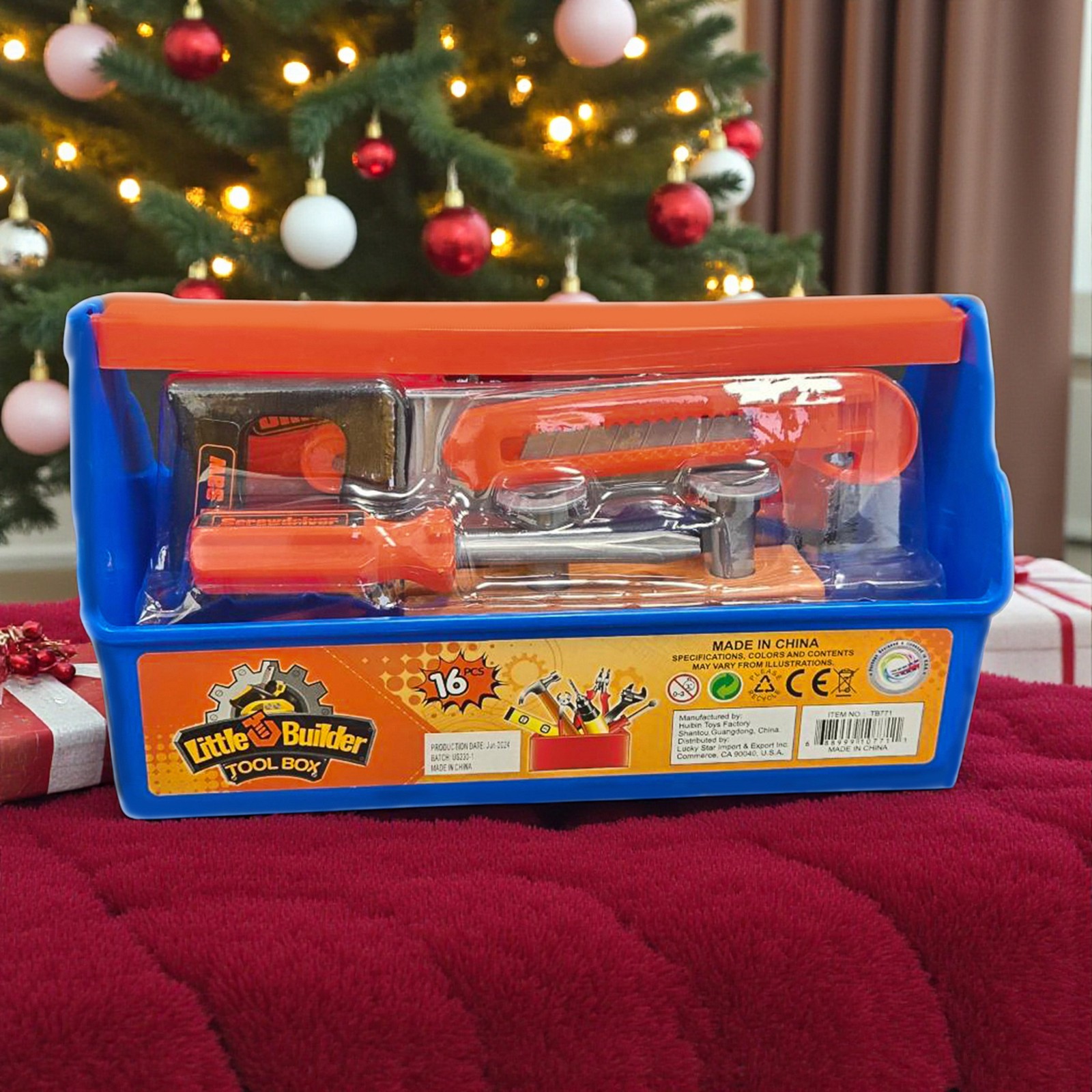 16-Piece Construction Tool Set Safe & Durable Building Toys Kids Christmas Gift