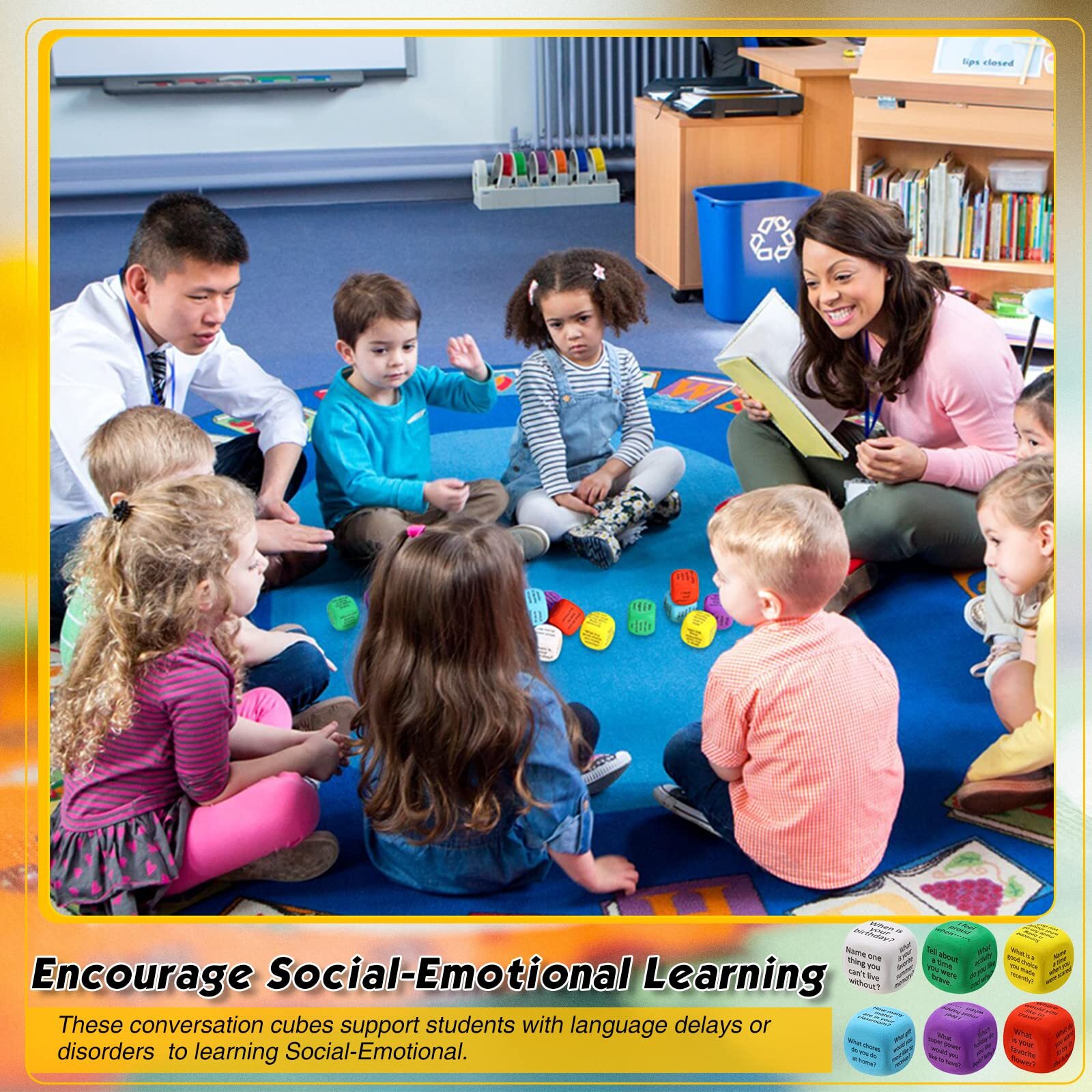 12 Pcs Learning Conversation Cubes Social Emotional Learning Activities Famil…