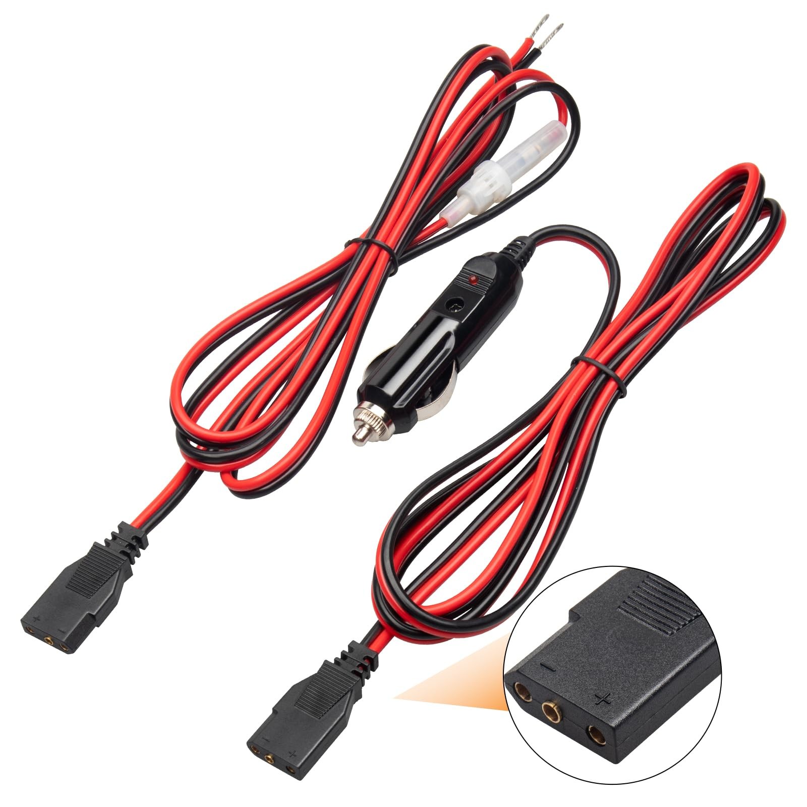 2 Pack CB Radio Power Cord 12V 3 Pin Plug Fused Replacement