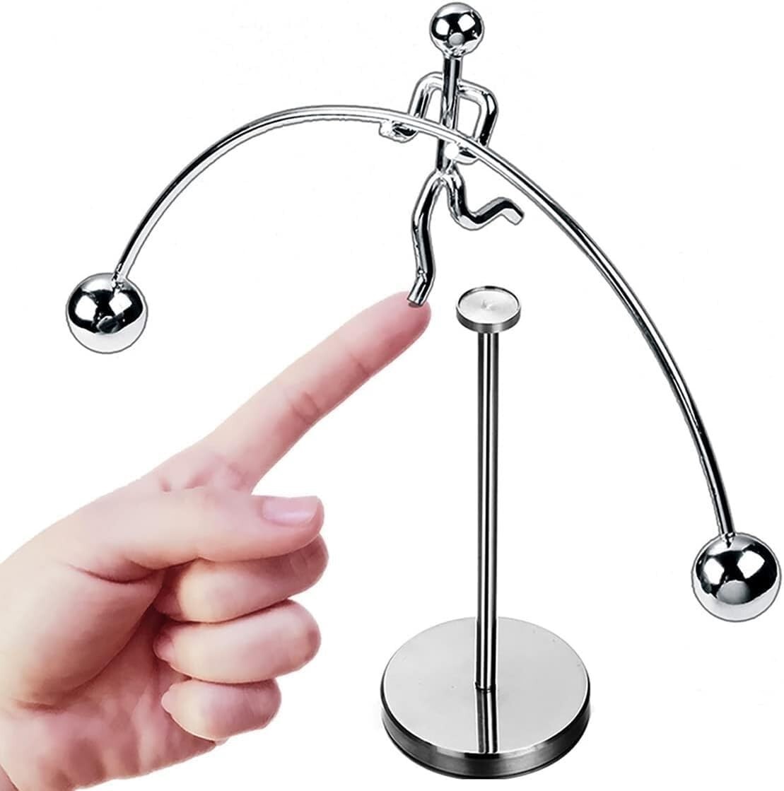 Stainless Steel Balancing Toy Engular Momentum Silver Pole Balancing Man
