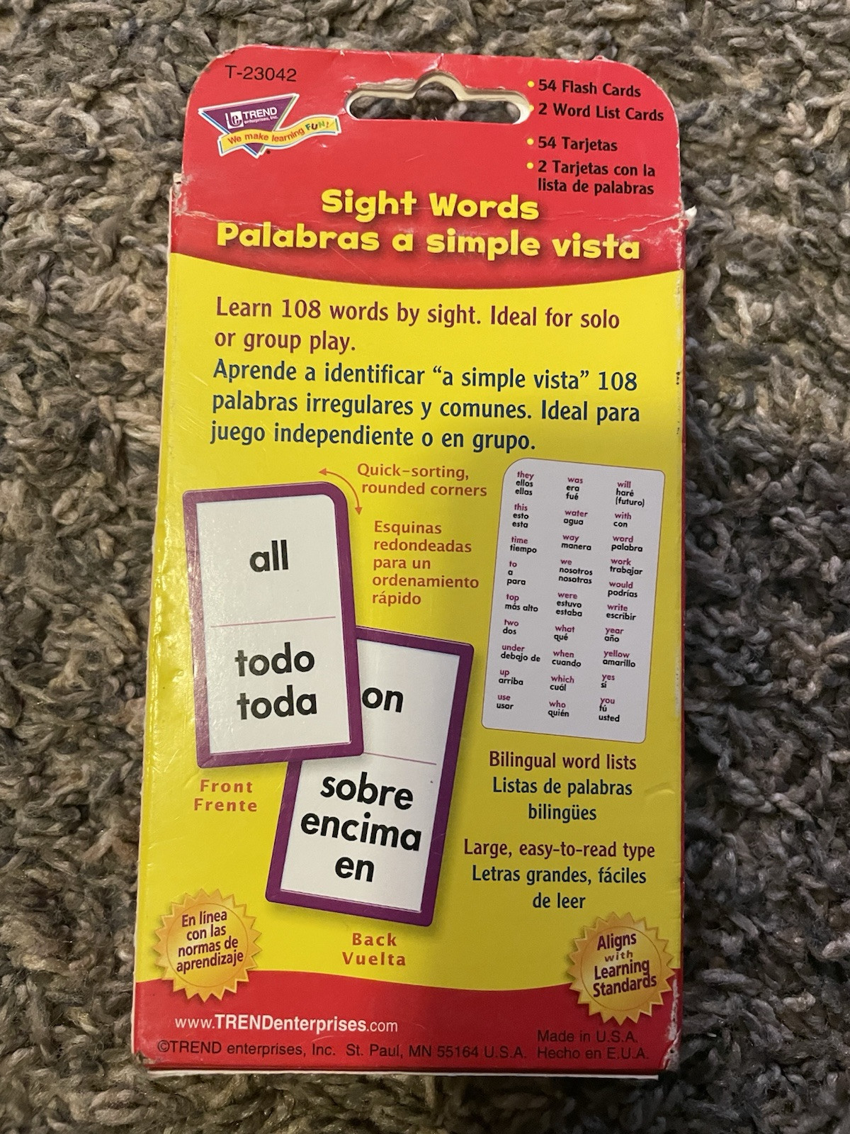 English & Spanish Sight Words Flash Cards for Children’s Learning and Fun