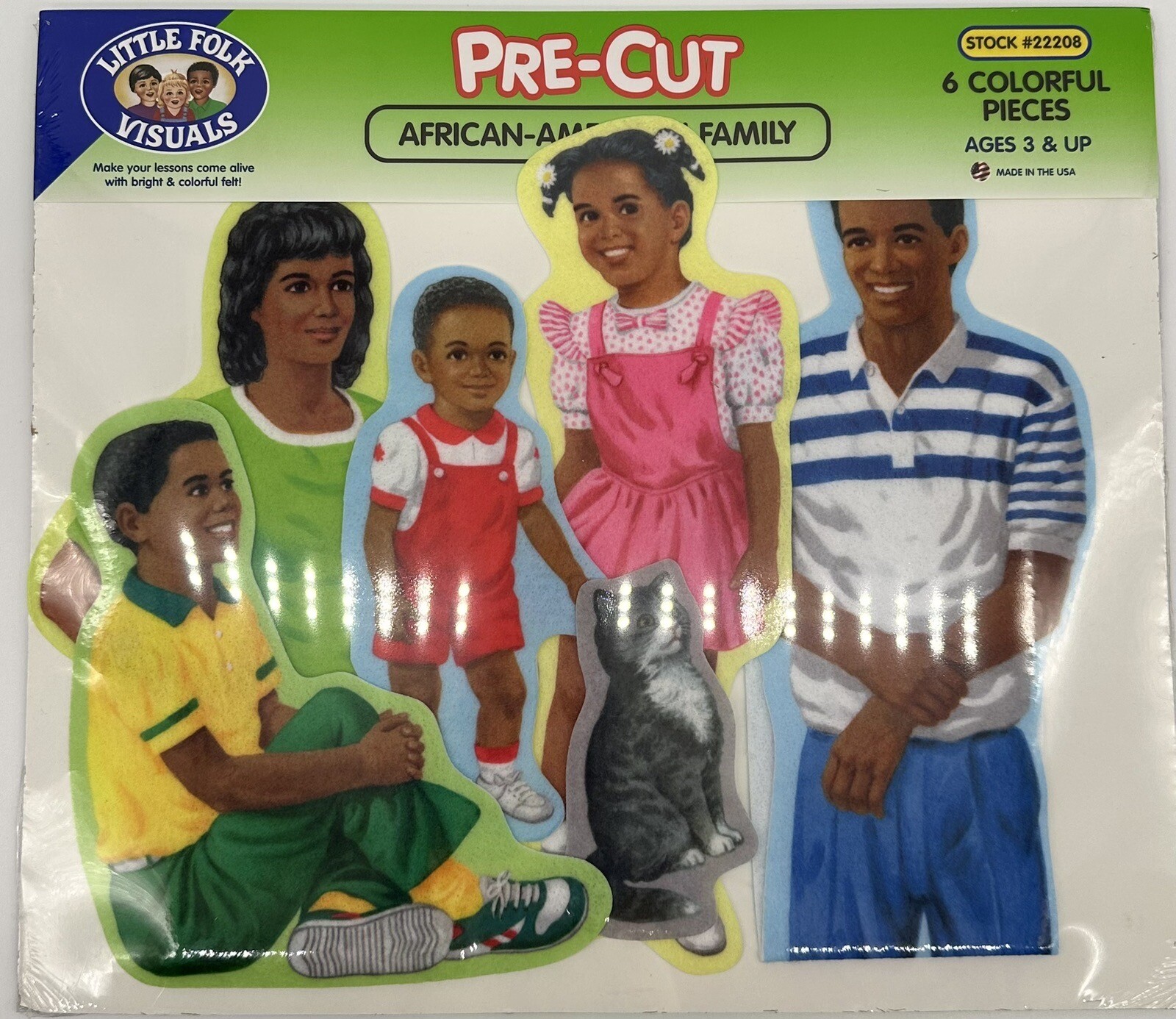 New Sealed Little Folk Visuals African-American Family Pre-Cut 6 Colorful Piece