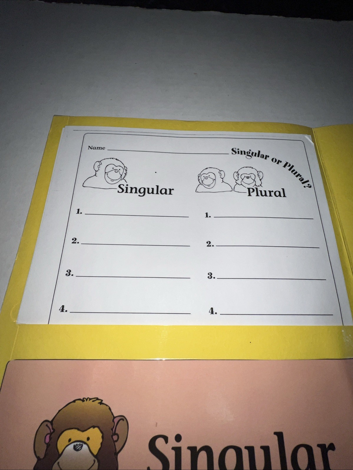 Singular Or Plural? Grades K-1 File Folder Game