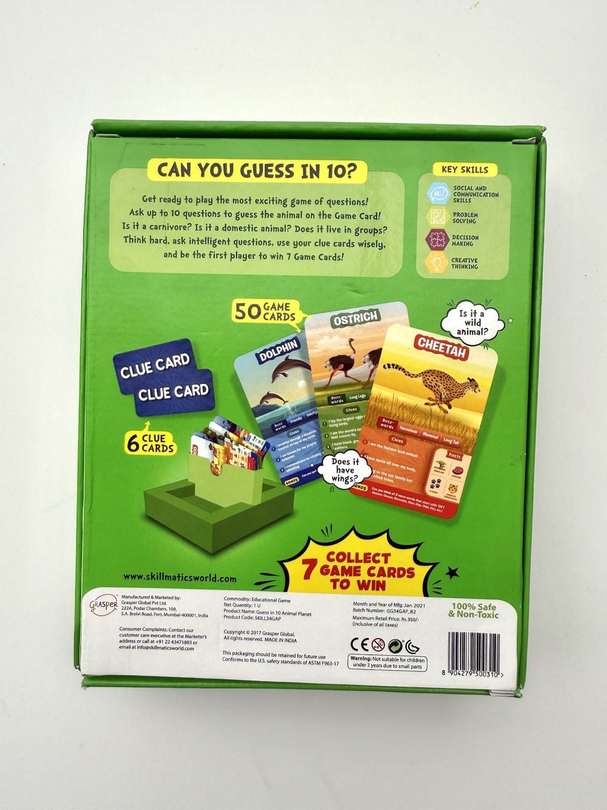 Guess in 10 Card Game Animal Planet Skillmatics Ages 6+ Educational Family Fun