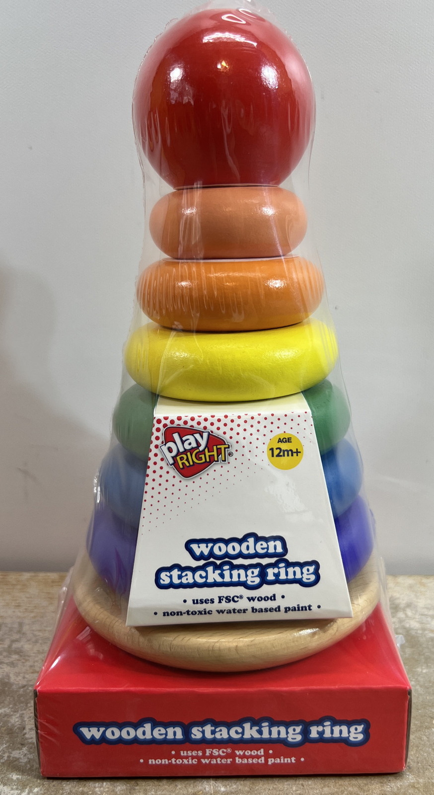 Wooden Stacking Rings Toy for 12mos+, Wood Sensory Tower