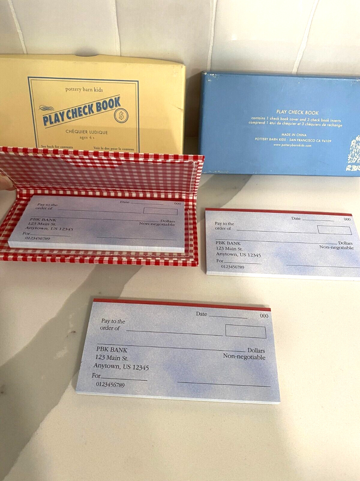 Pottery Barn Kids Play Check Book Bank Banking Budget Toy Gift Home Schooling