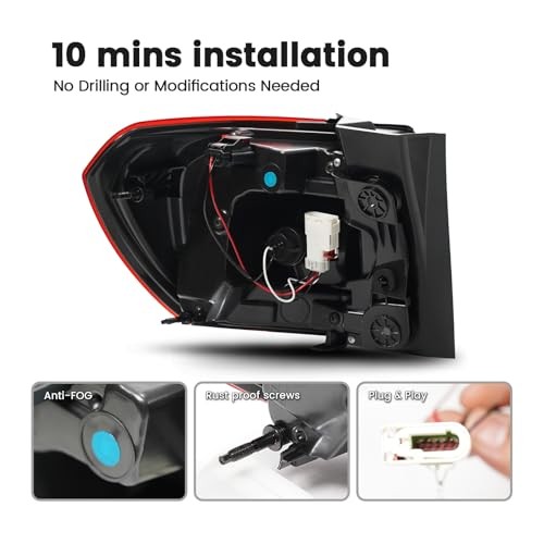 Black Tail Lights Assembly Compatible With 17-19 Black Right Passenger Side