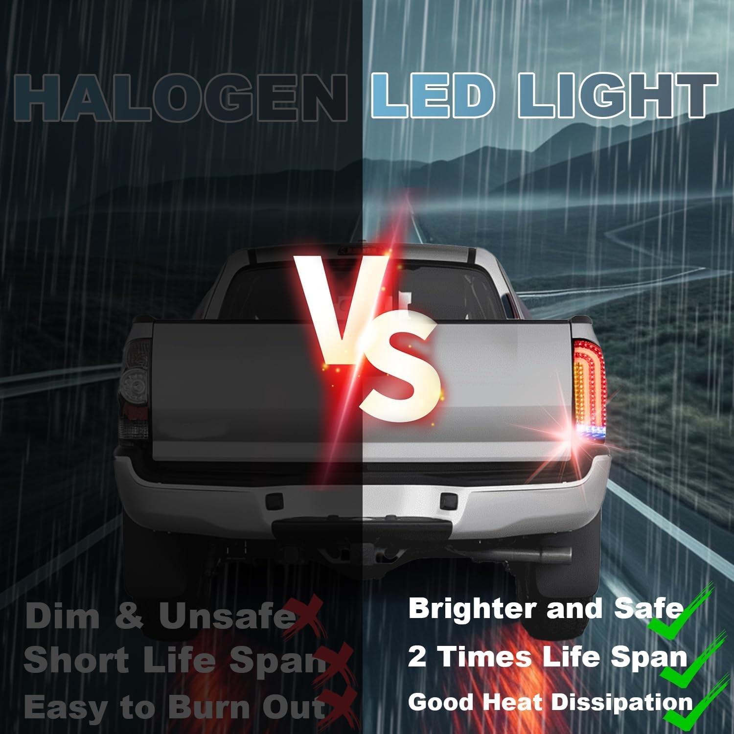 LED Tail Light Compatible with 2005-2015 Toyota Tacoma Taillight Assembly Lamp R