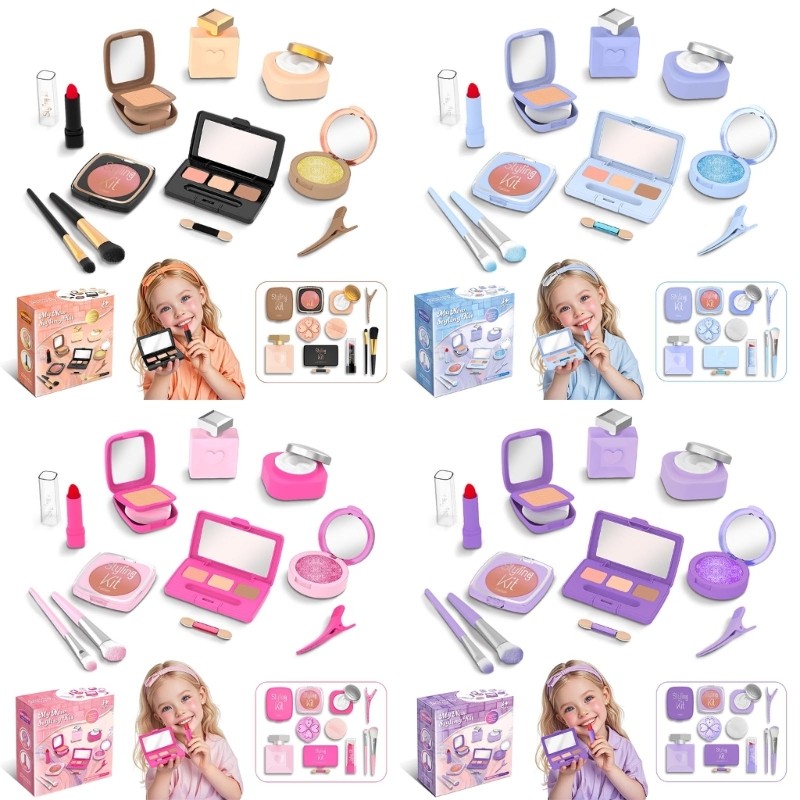 Children Pretend Play Styling Kits Makeup Cosmetic Set Toy For Creative Girl