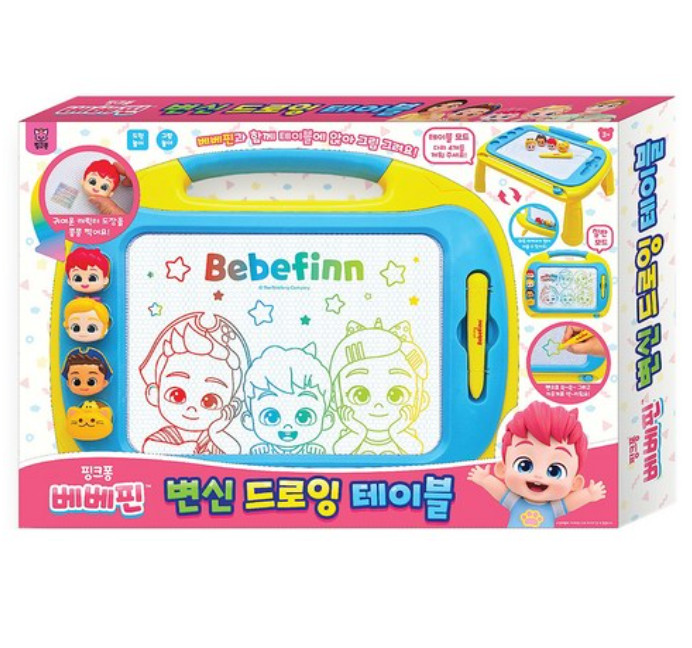 Pinkfong BebeFinn Transform Drawing Table 3 Stages Erasable Stamps Kid Toy