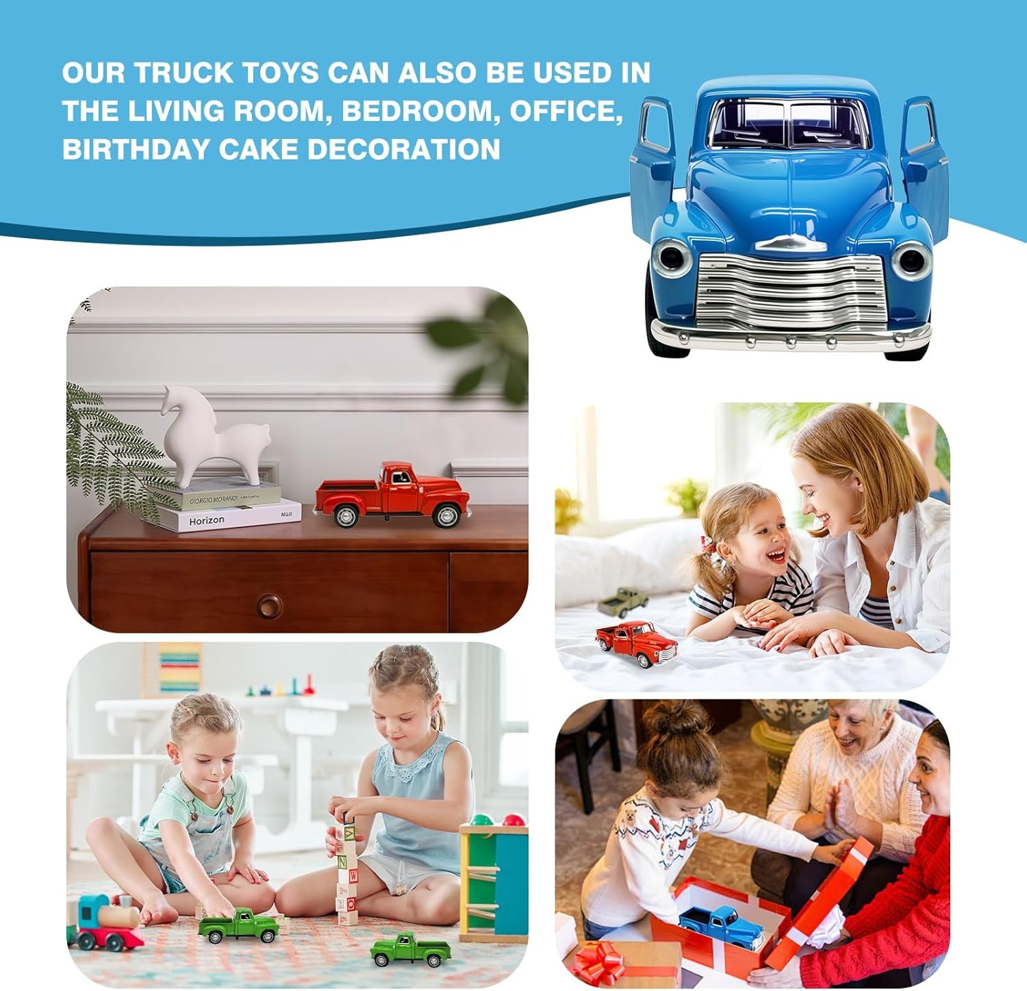 Little Blue Truck Toy for Toddlers 2 3 4 5 6 7 8 Year Old Boys Girls,1:32 Alloy