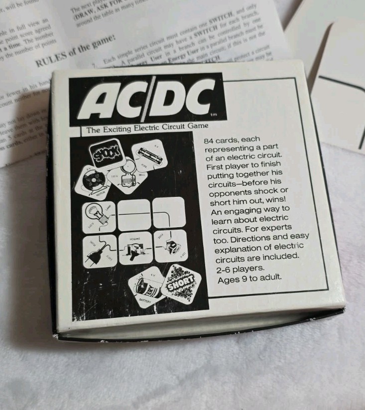 1970s Complete AC/DC The Exciting Electric Circuit Card Game AMPERSTAND PRESS
