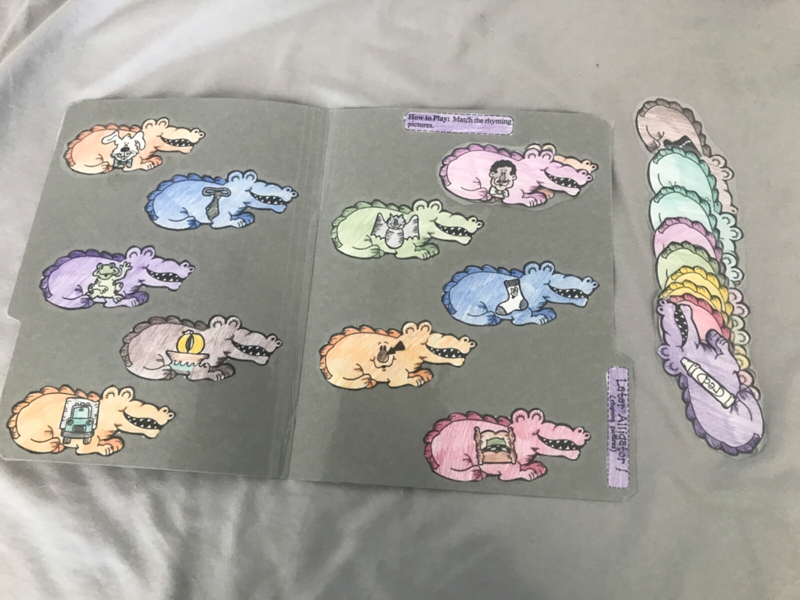 Later Alligator! Rhyming Pictures Grade K language arts file folder game teacher