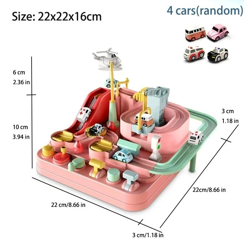 Kids Racing Rail Car Track Toy Mechanical Brain Training Adventure Set