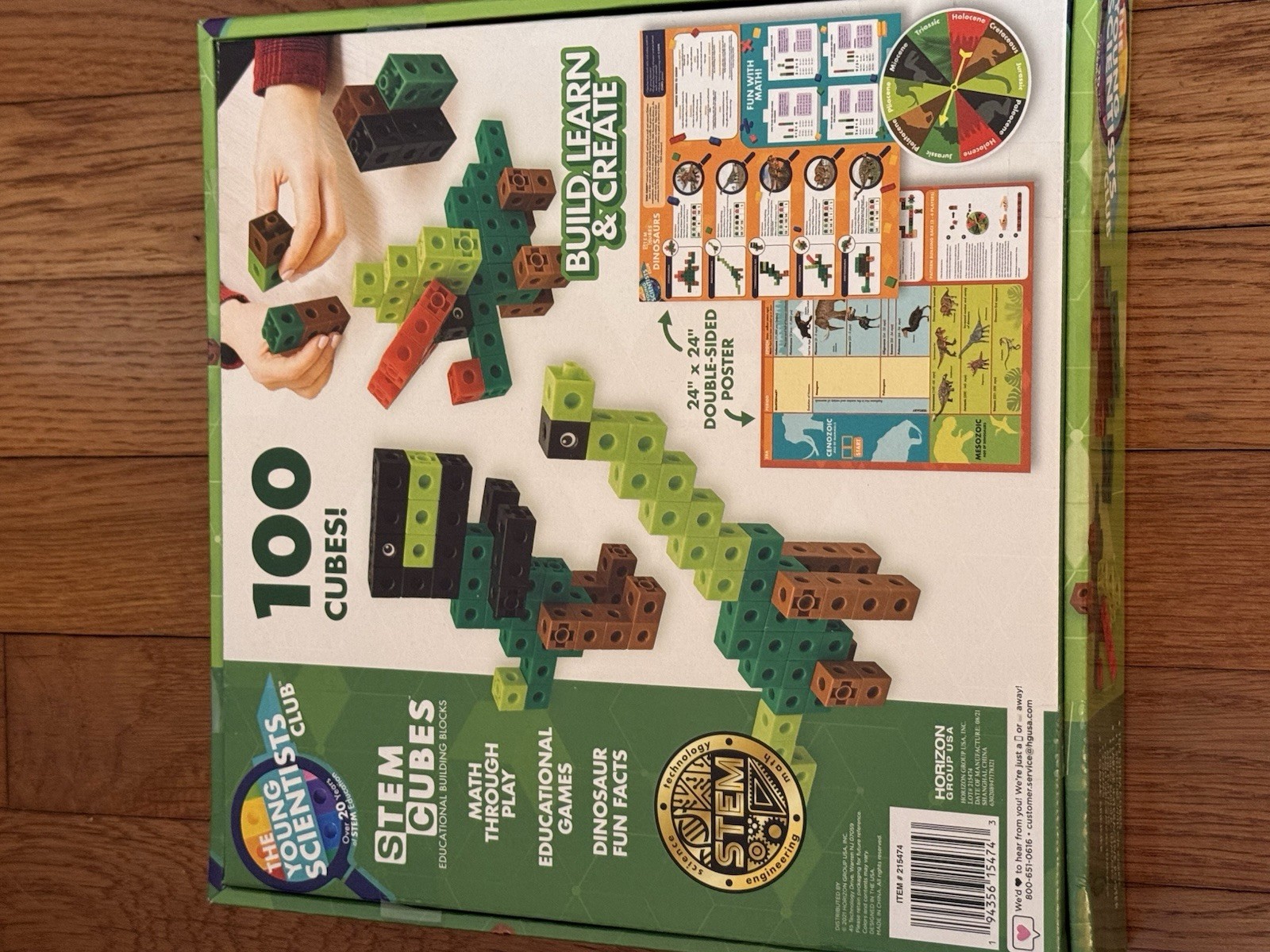 The Young Scientists Club Dinosaur STEM Cubes, Build, Learn & Create, 100 Cubes