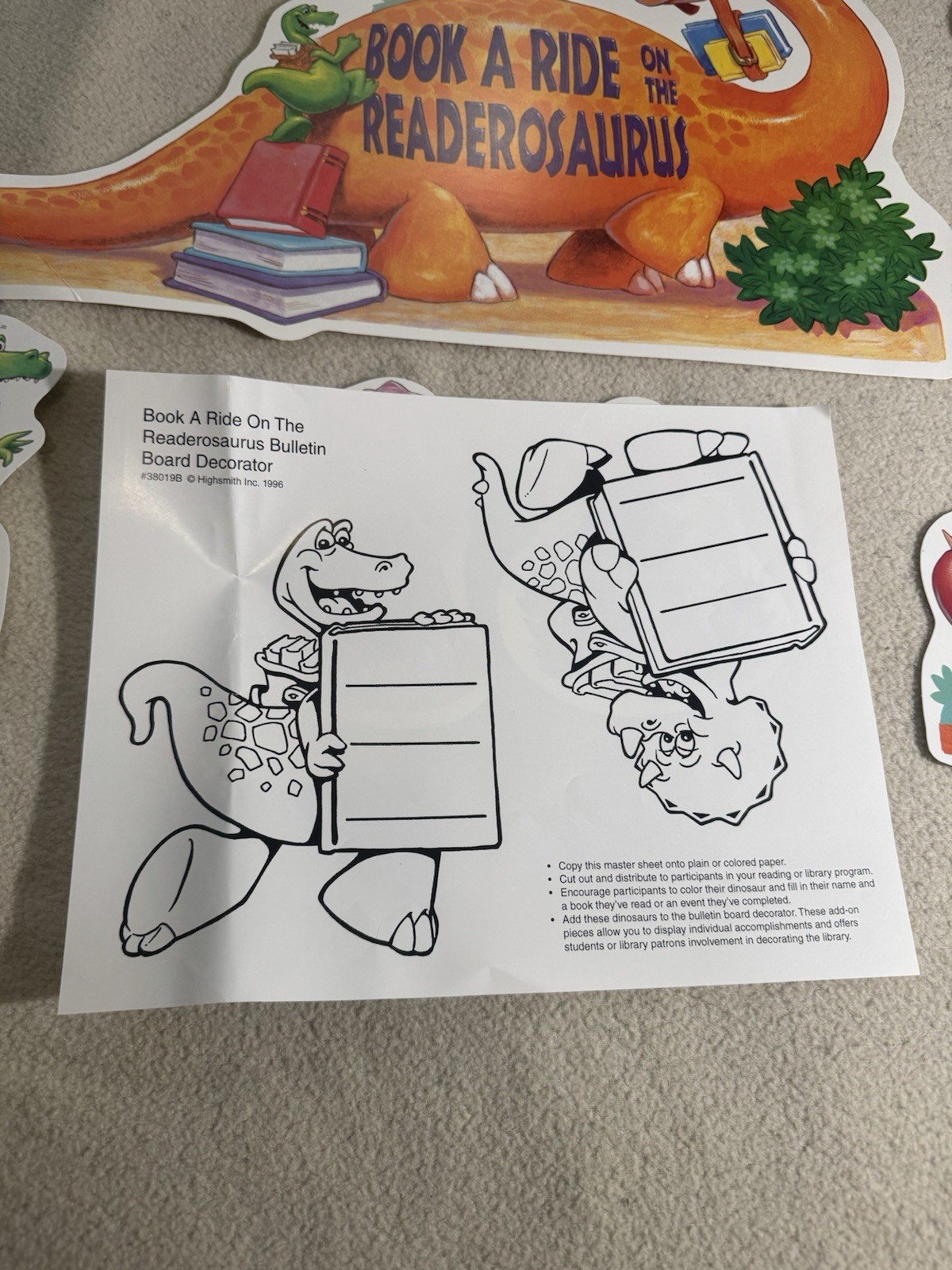 Vintage 90s Dinosaur Classroom School Bulletin Board Reading Books Nostalgia