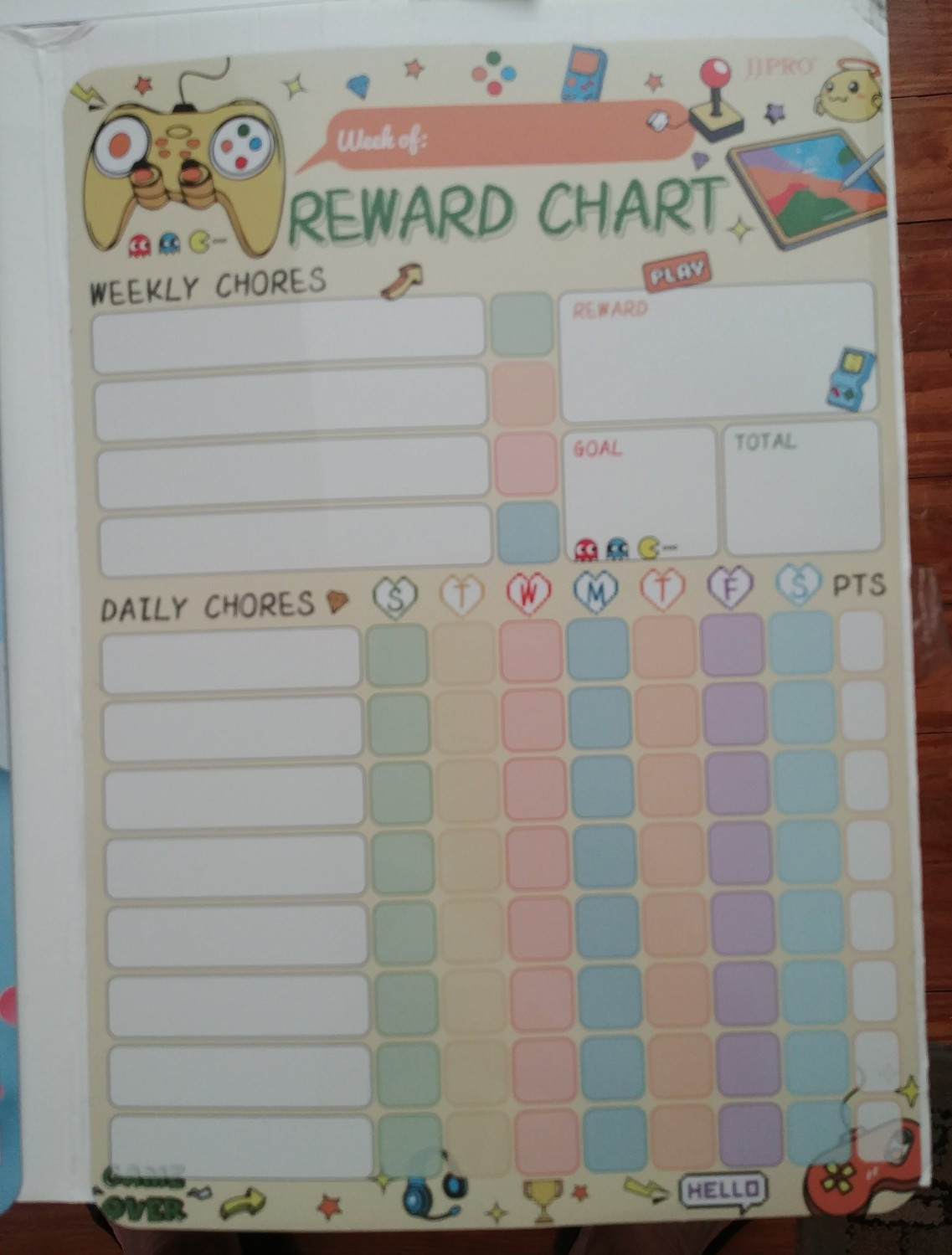 JJPRO 2Pack Magnetic Chore Reward Chart 4Kids Child Video Game & Rainbow 8.5 x12
