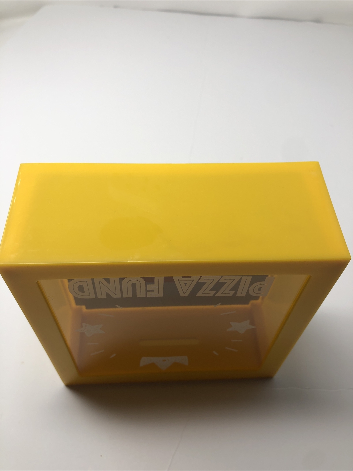 PIzza Coin Bank Clear Unbreakable Plastic Yellow Pizza Print 5.9×5.9×2.4″