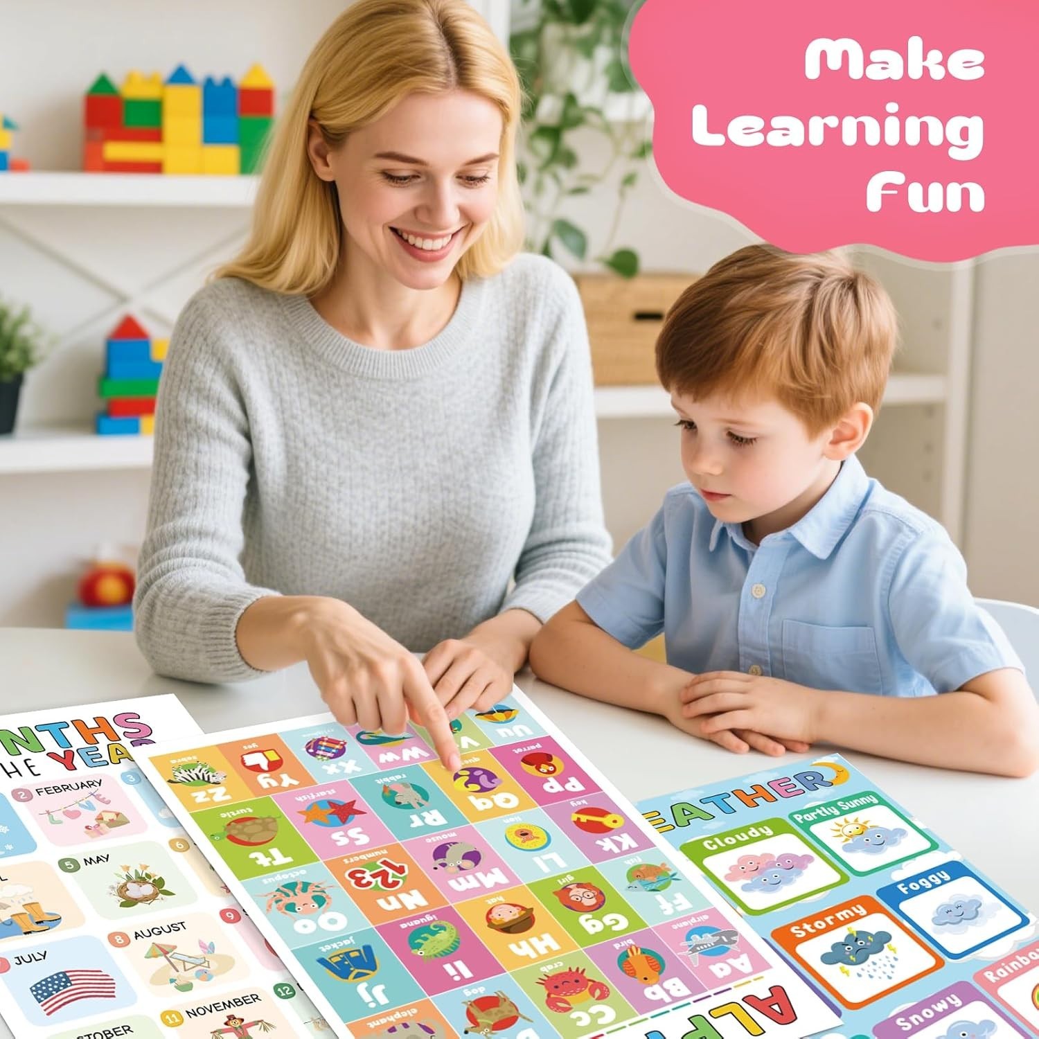 Essential 16 Educational Posters for Preschool Homeschool – Waterproof & Durable