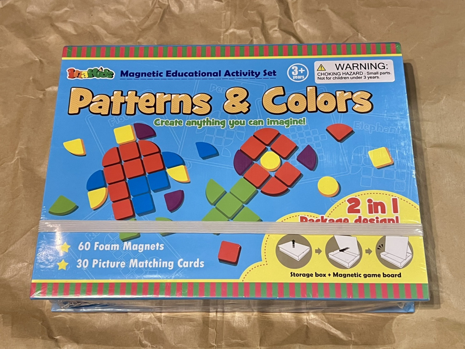 InaKids Magnetic Activity Set Learning Toy Patterns And Colors Foam Shapes NIB