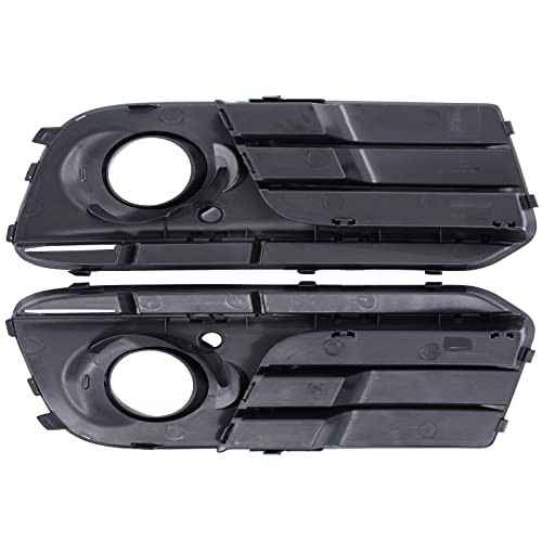 Pair Glossy Black ABS Front Bumper Lower Fog Light Cover Grill Grilles Insert