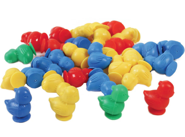 40 Soft Rubber Chicken Counters , 4 Colors, 1.2 inch, Educational, Grades PreK-2